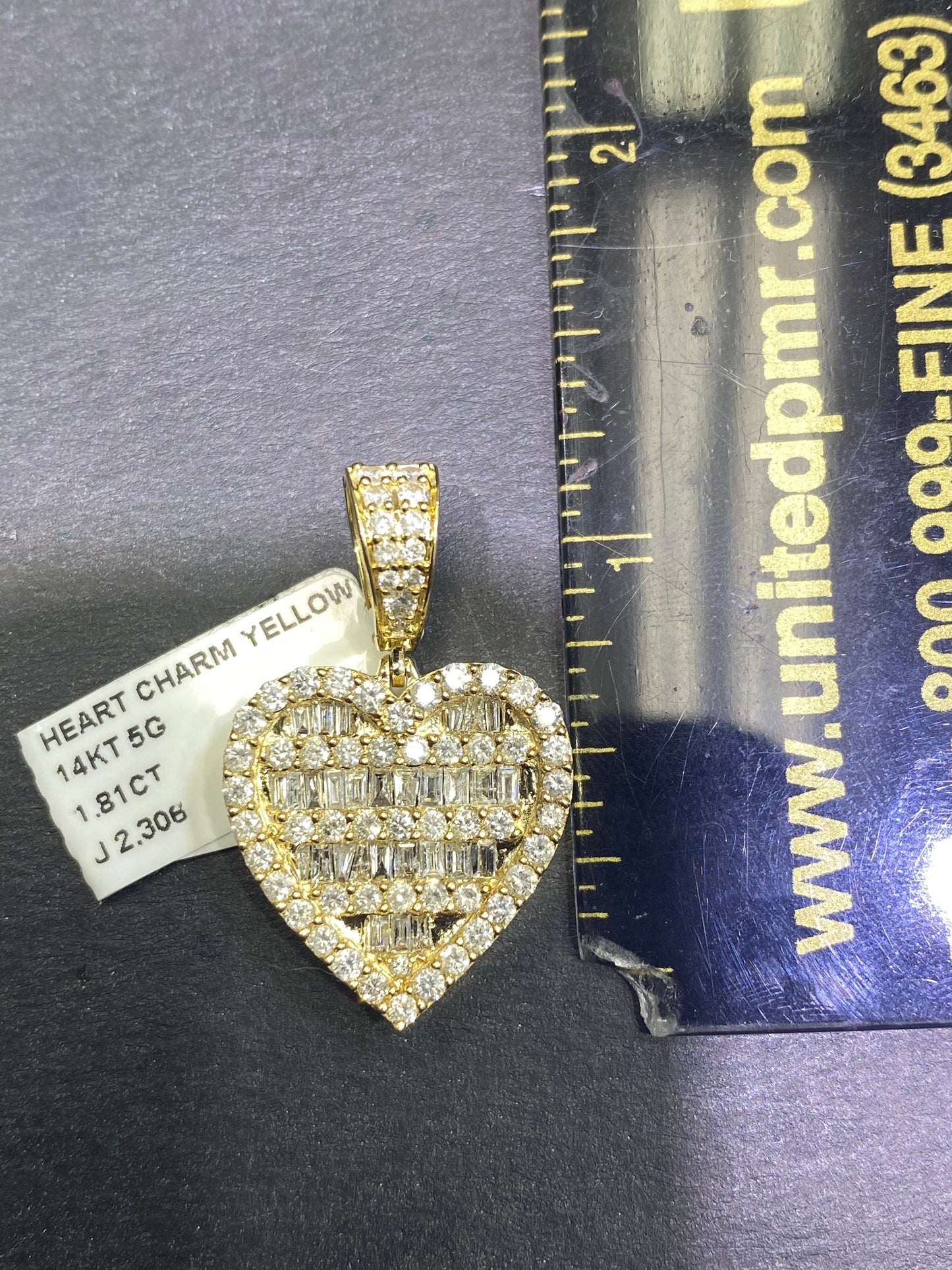 New 14k Heart❤️ Pendant Baguettes Vs1 Natural Diamonds 1.8 cts.t.w