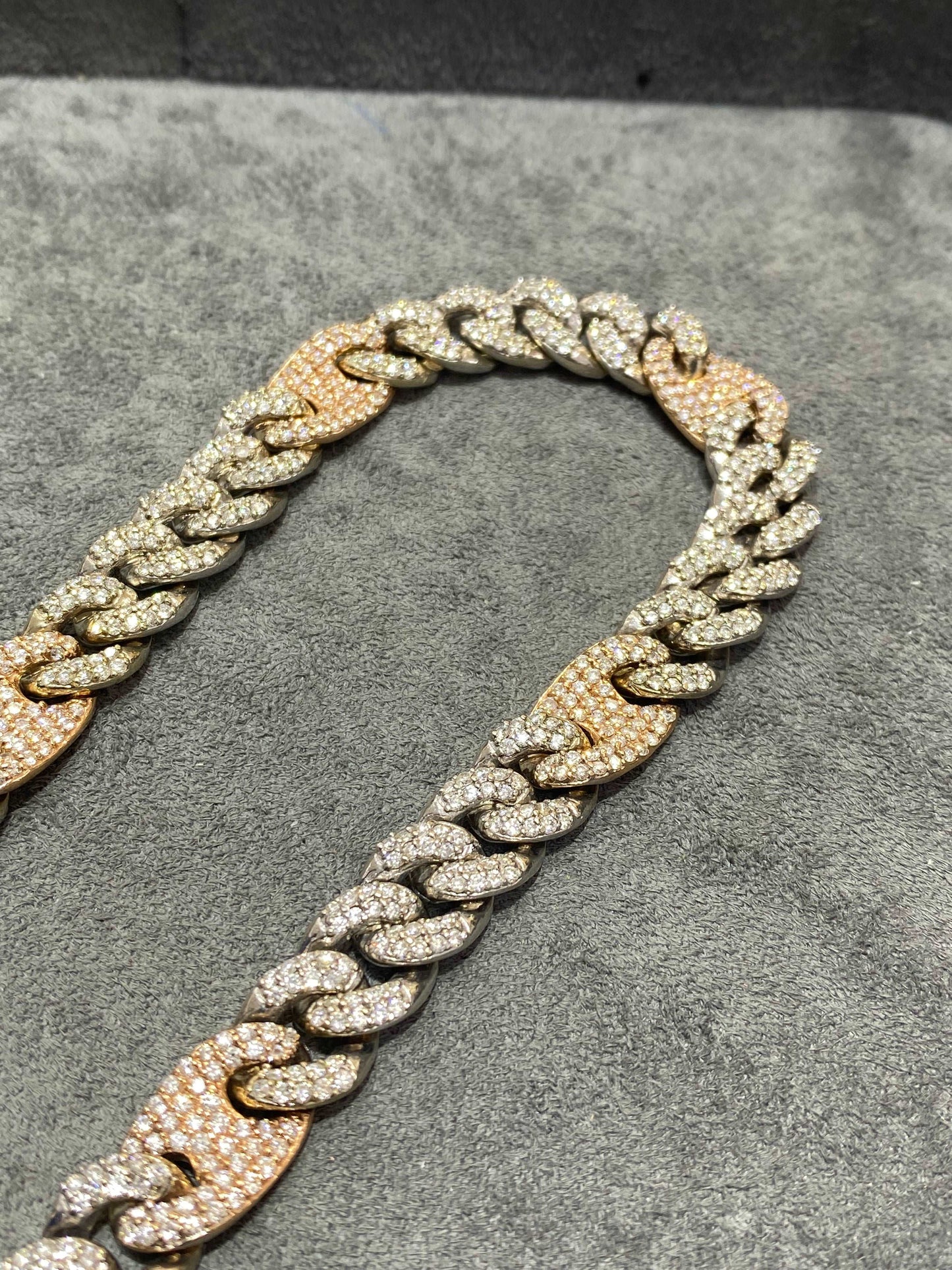 14k Bust Down Mariner Cuban Chain Rose 163 Grams | 19 ct | Two Tone