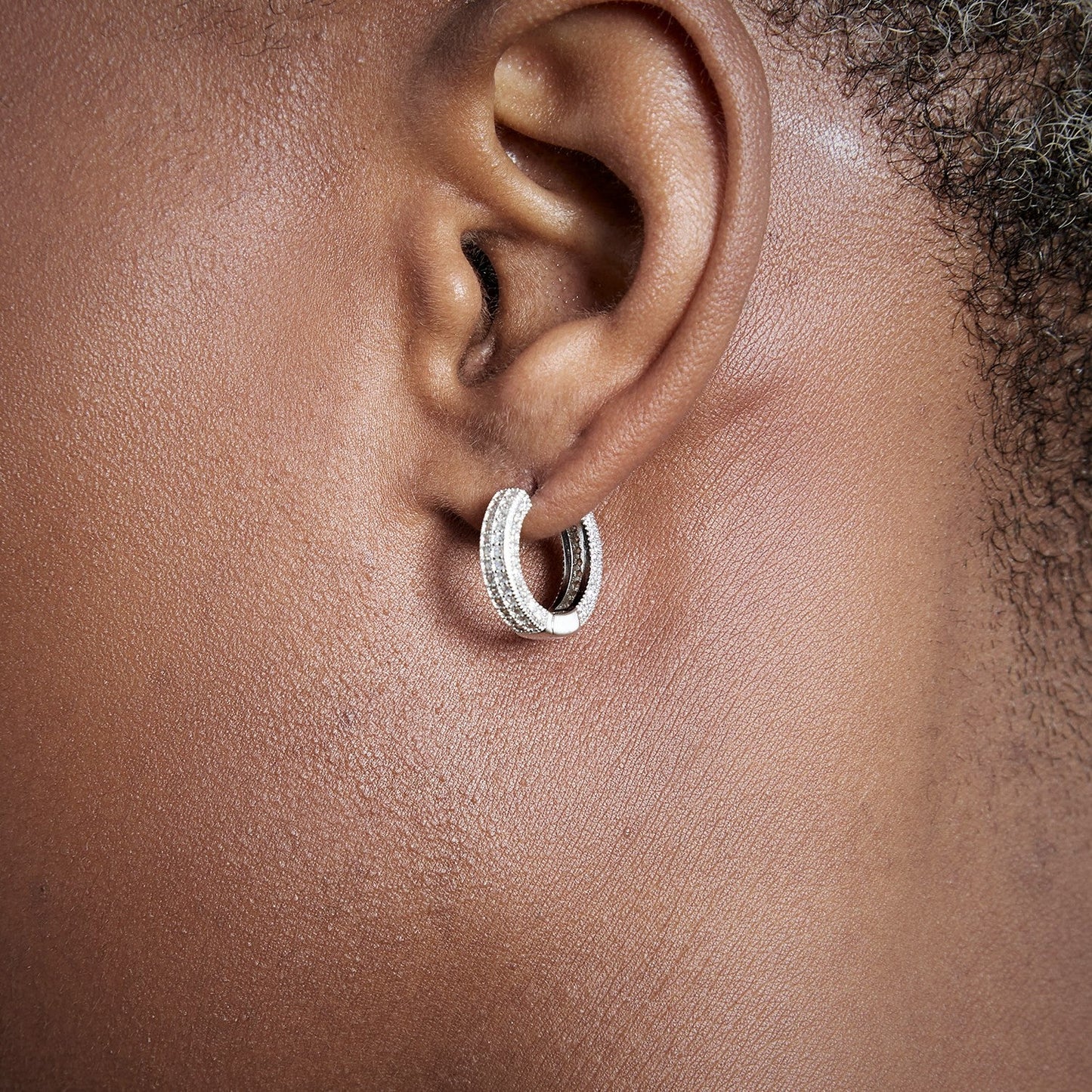 Moissanite Iced Huggie Hoop Earrings