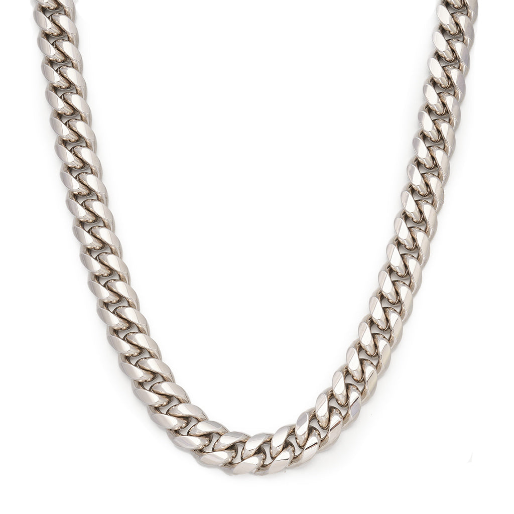 10mm Cuban Link Chain in White Gold