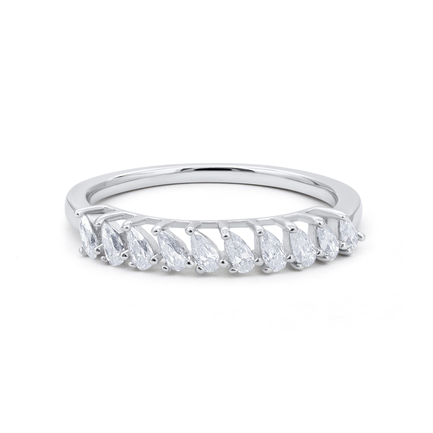 Ten Stone Pear Cut Diamond Ring
