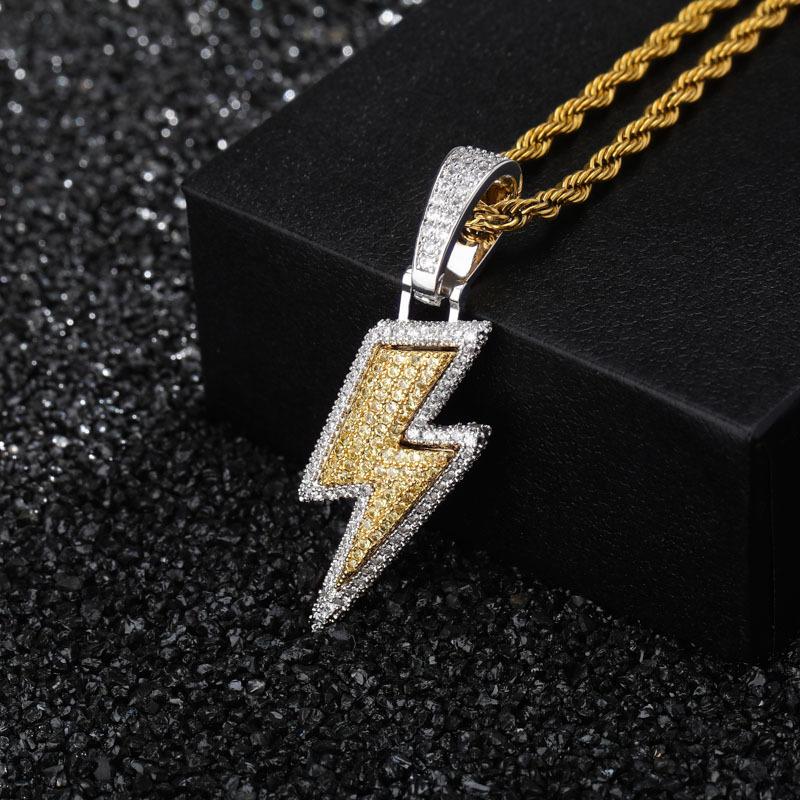 Iced Lightening Bolt Pendant