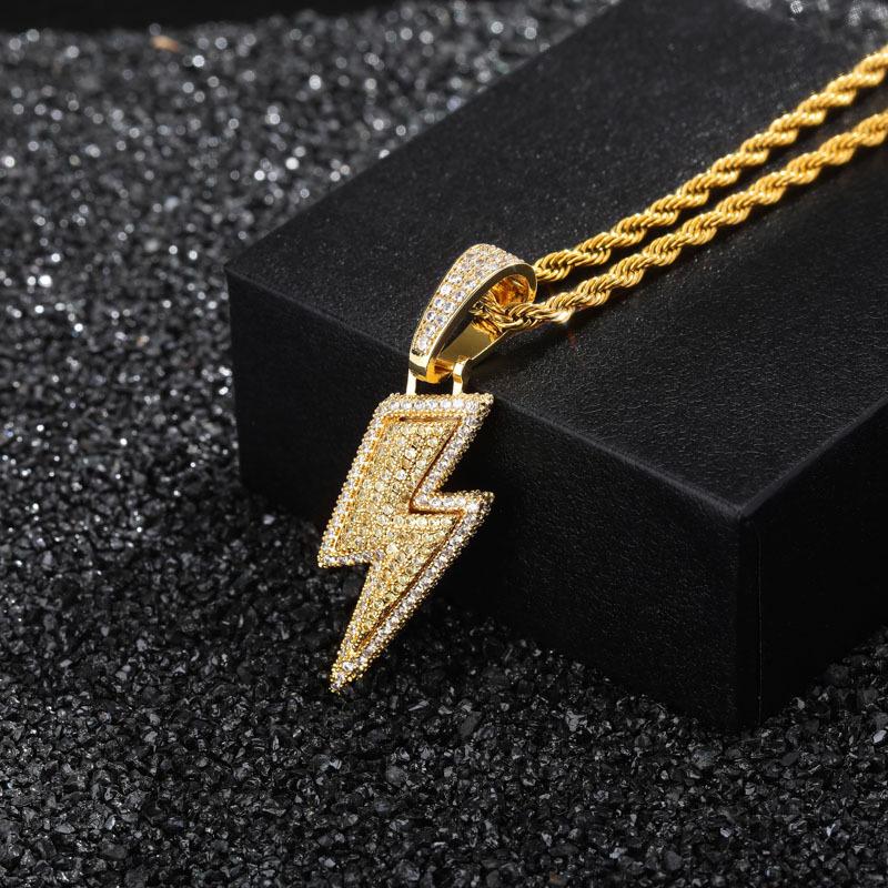 Iced Lightening Bolt Pendant