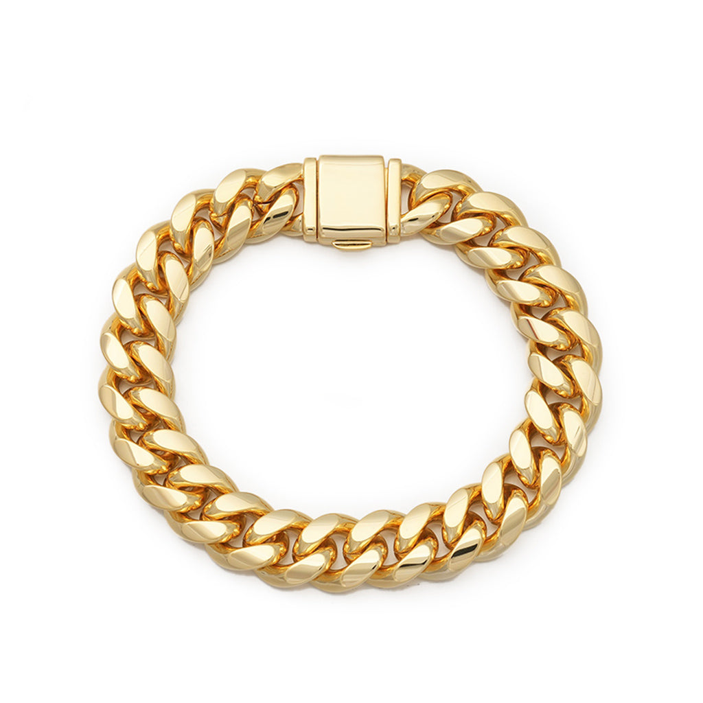 12mm Cuban Link Bracelet in Gold
