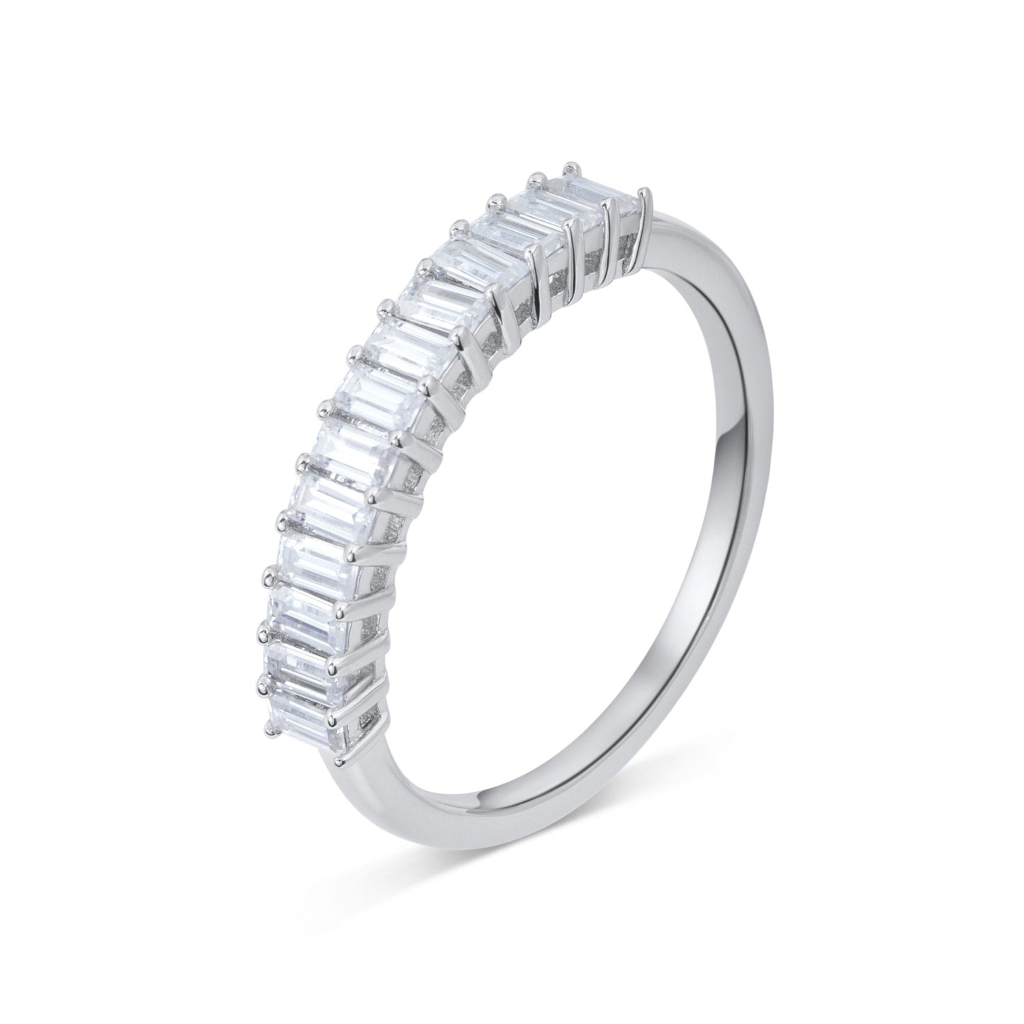 13 Stone Emerald Cut Diamond Ring
