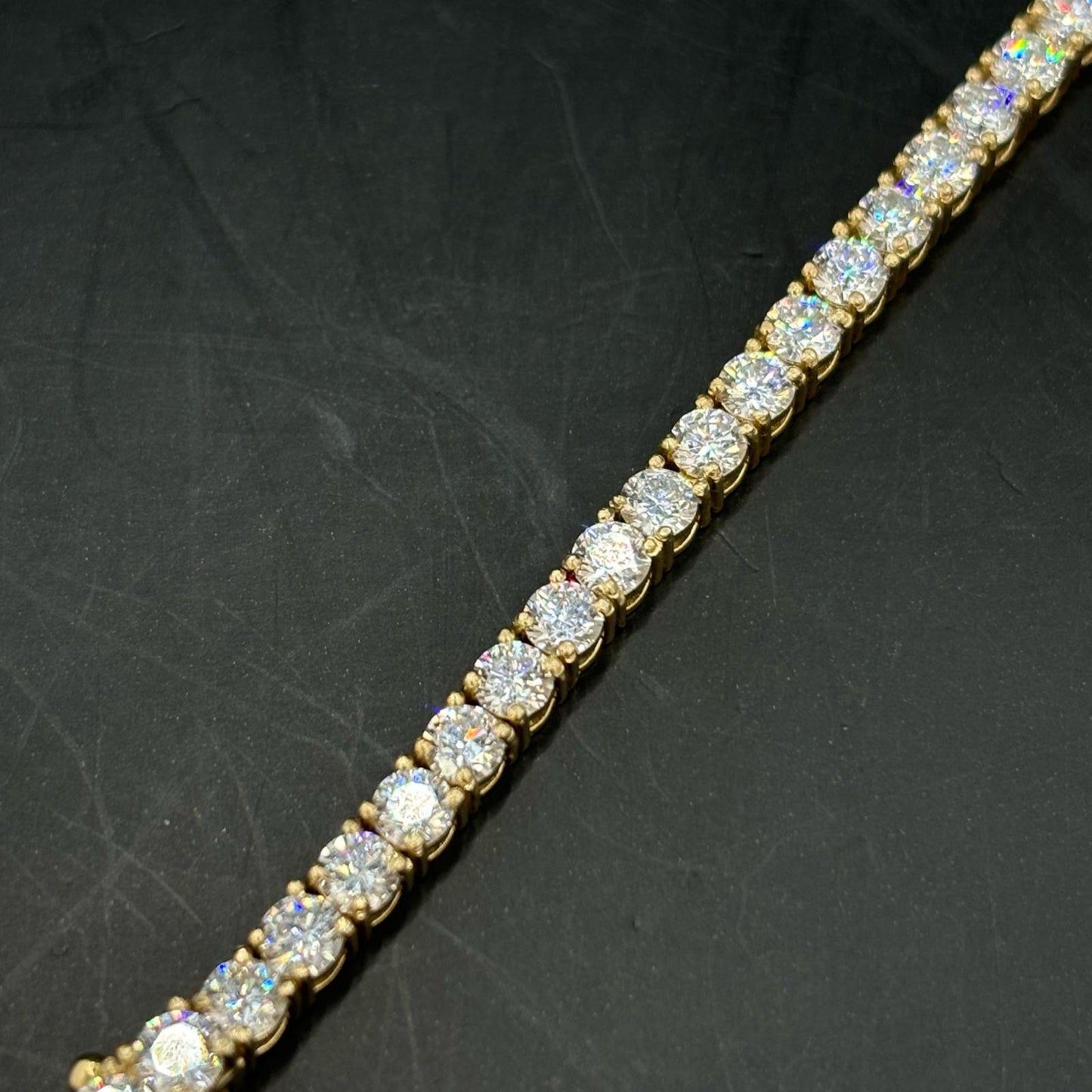 14k 7 CTW Yellow Gold 7" Diamond Bracelet | REAL CVD VVS
