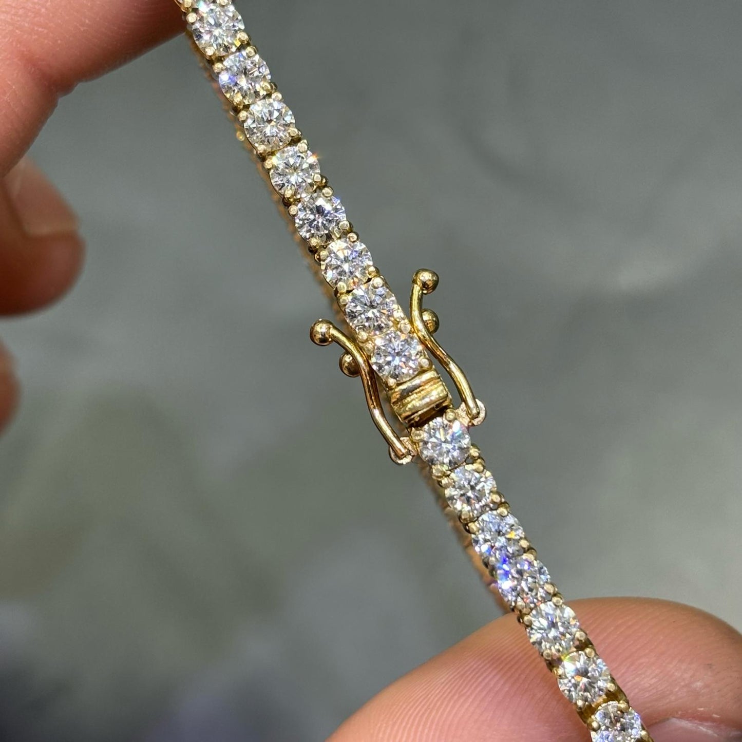 14k 7 CTW Yellow Gold 7" Diamond Bracelet | REAL CVD VVS