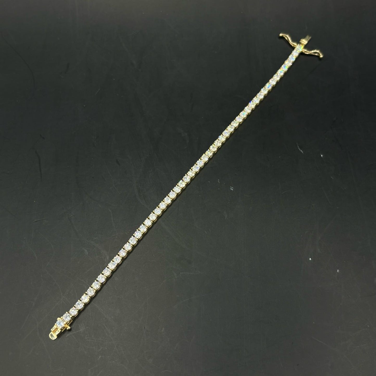 14k 7 CTW Yellow Gold 7" Diamond Bracelet | REAL CVD VVS