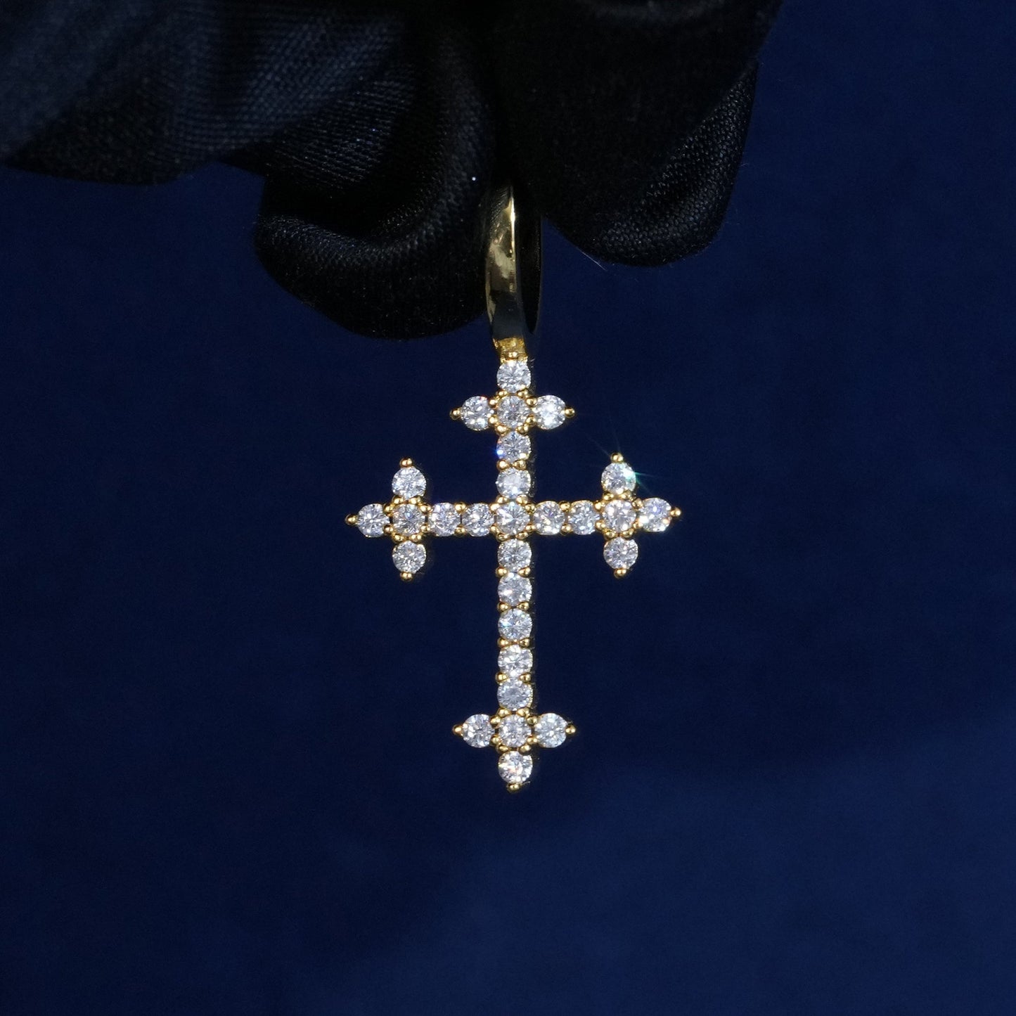 Moissanite Three Point Cross Pendant