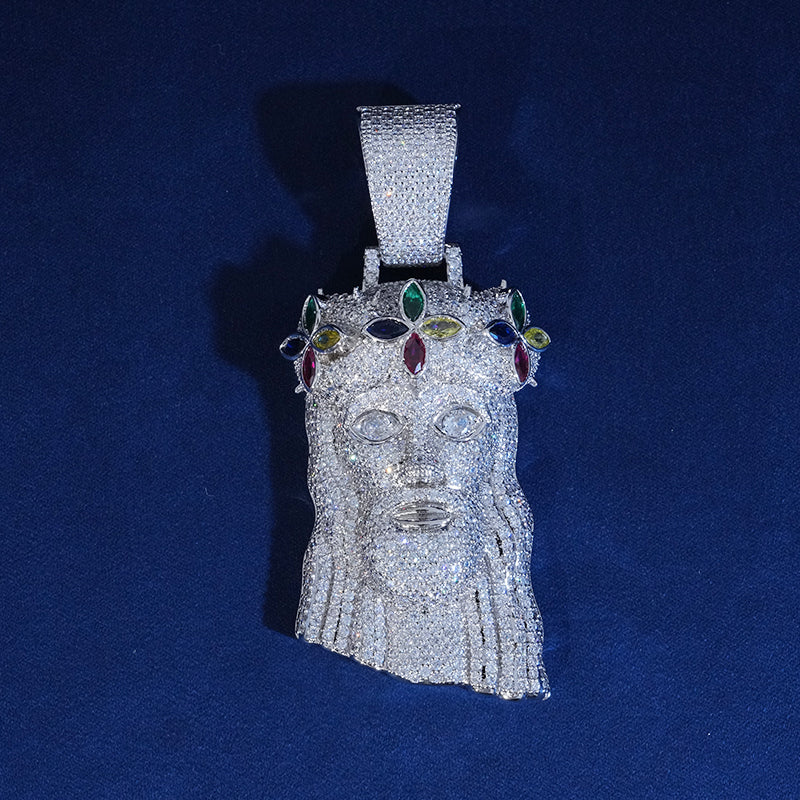 Diamond Clover Jesus Pendant