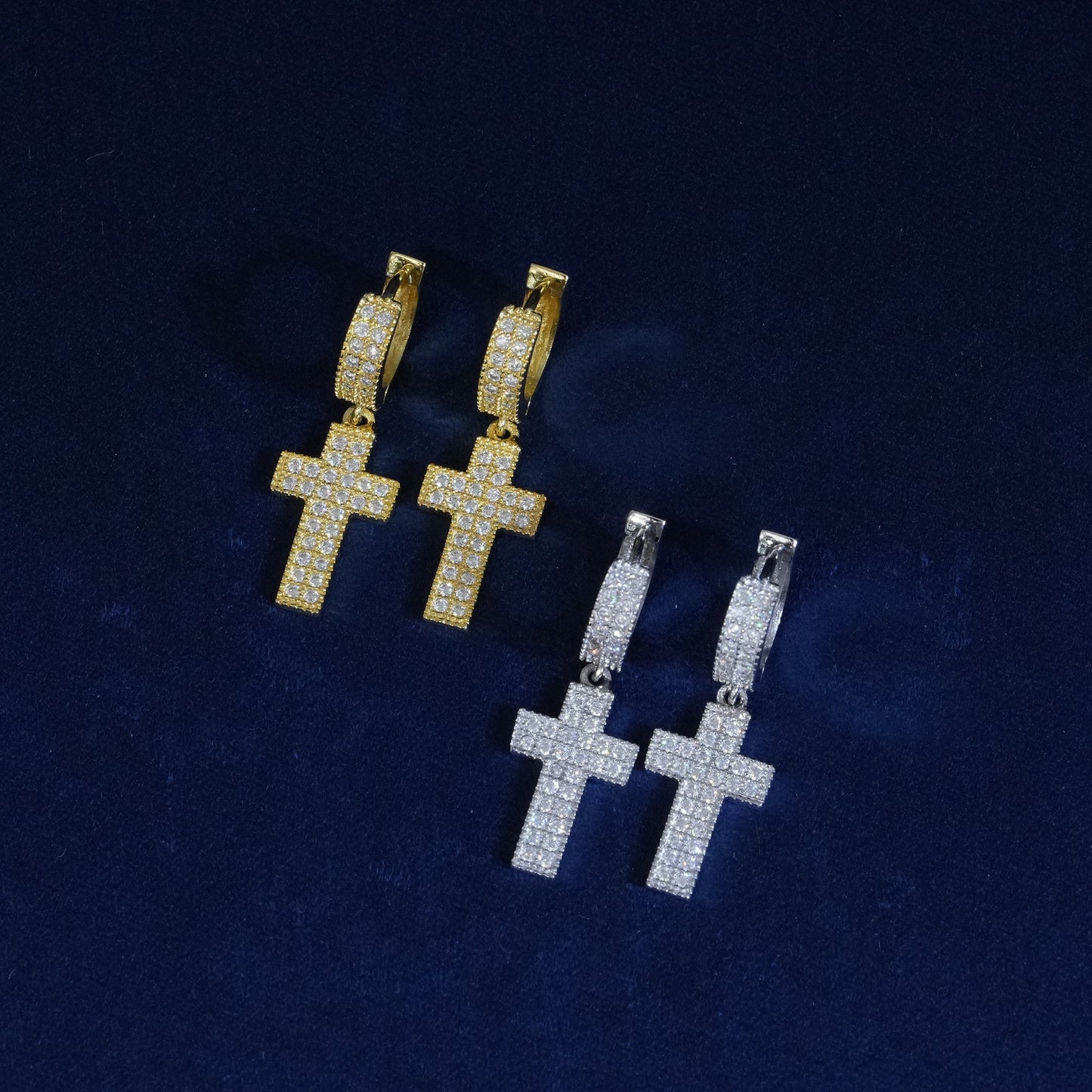 Moissanite Minimal Cross Drop Earrings