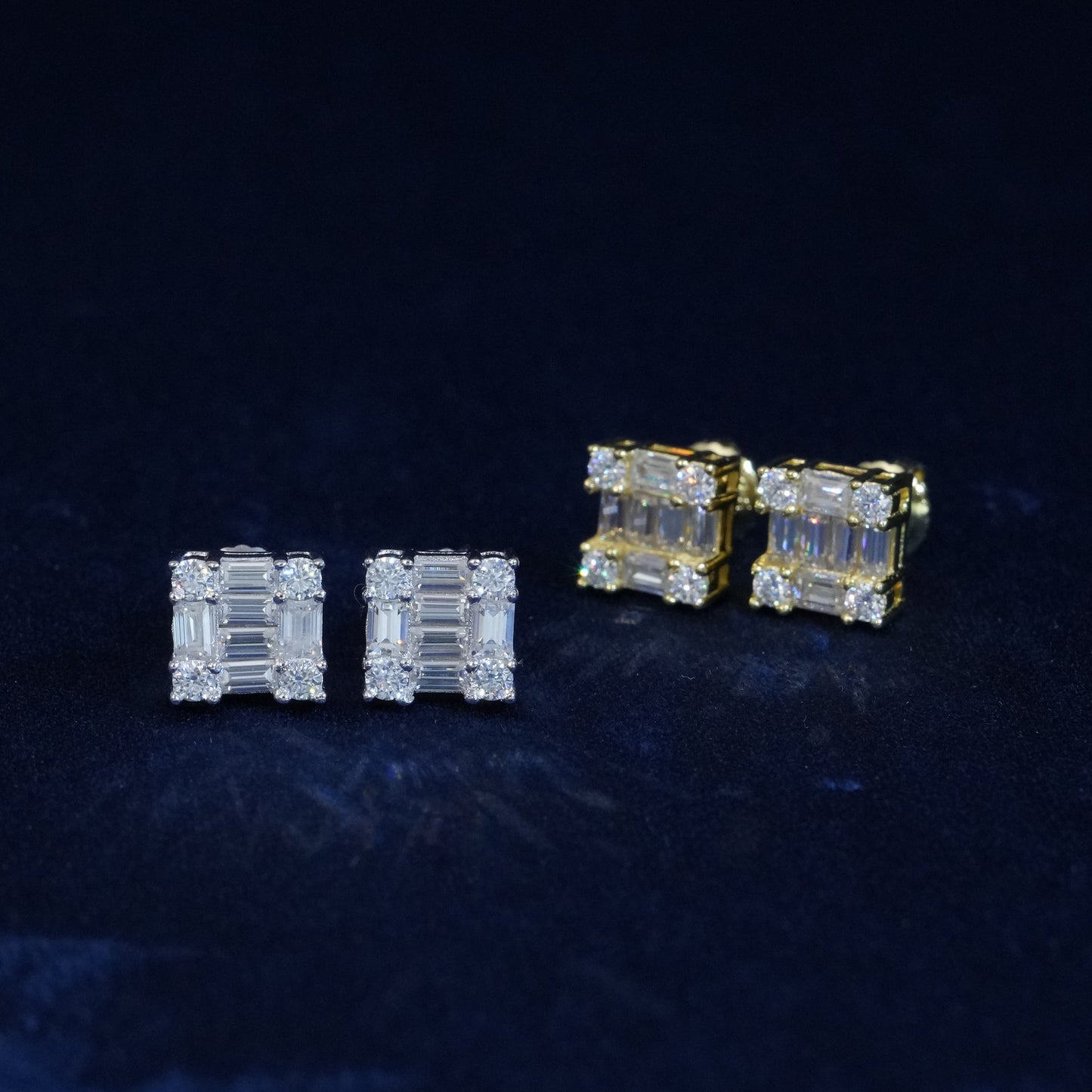 Moissanite Baguette Cube Earrings
