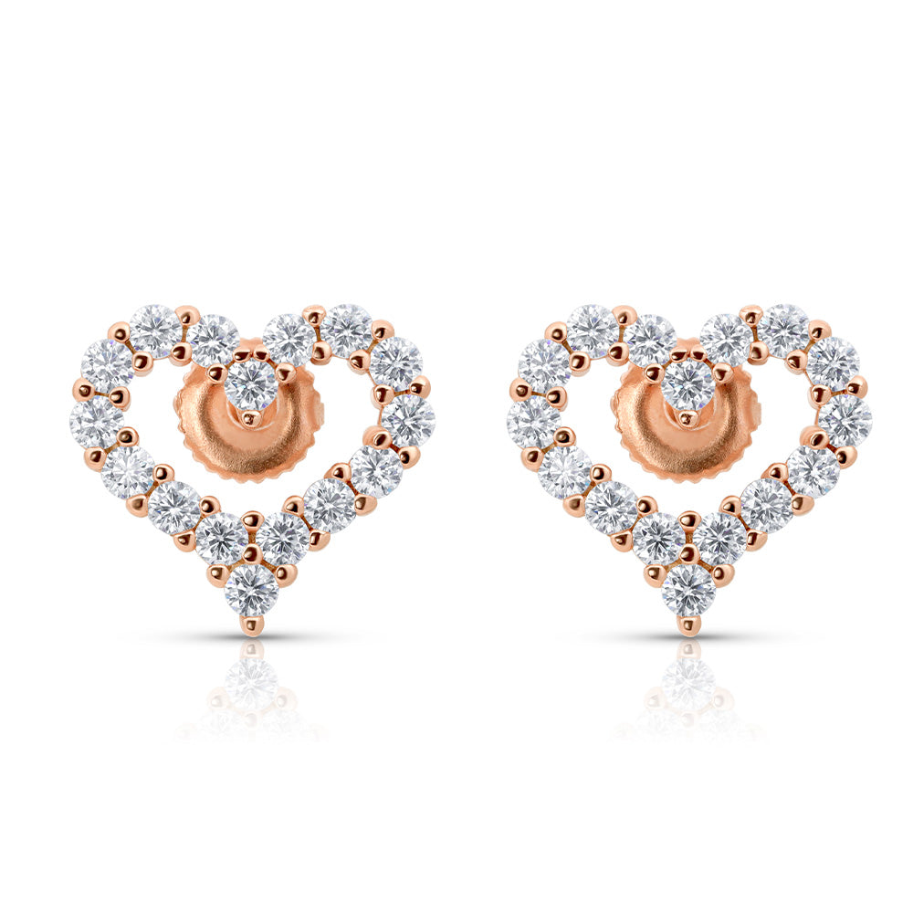 Diamond Heart Stud Earrings