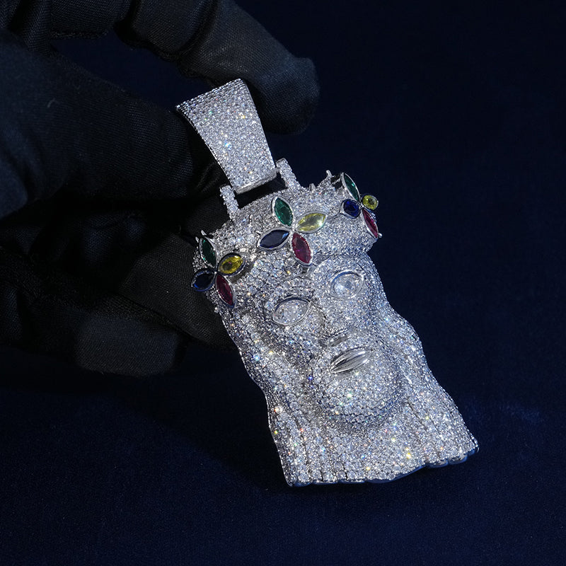 Diamond Clover Jesus Pendant