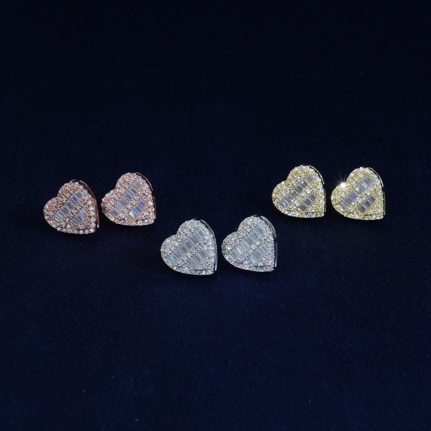 Moissanite Baguette Heart Shape Earrings
