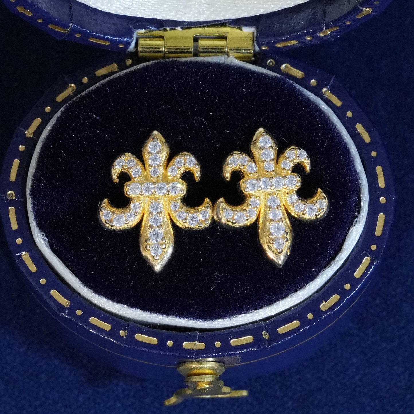 Moissanite Fleur De Lis Earrings