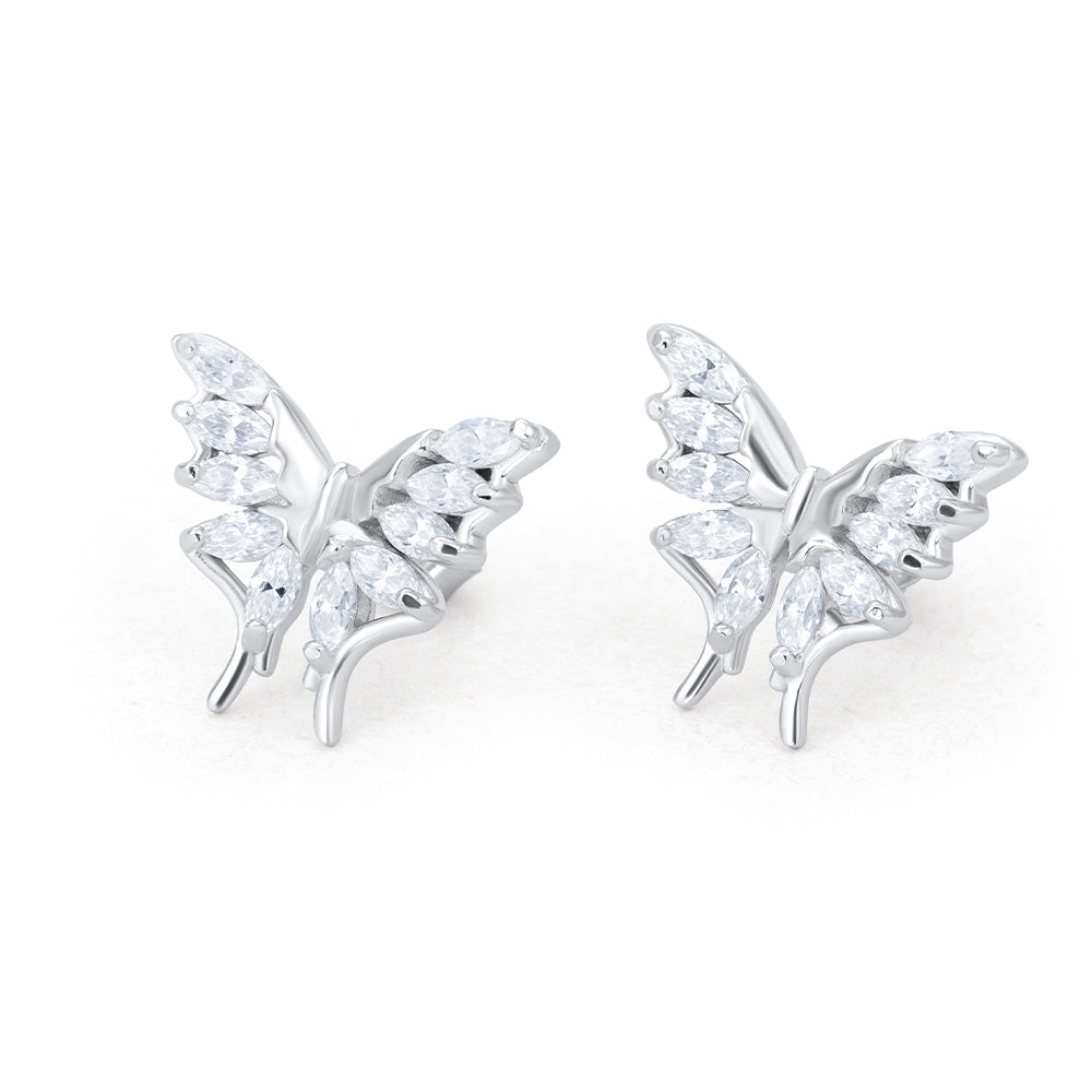 Marquise Cut Butterfly Diamond Stud Earrings