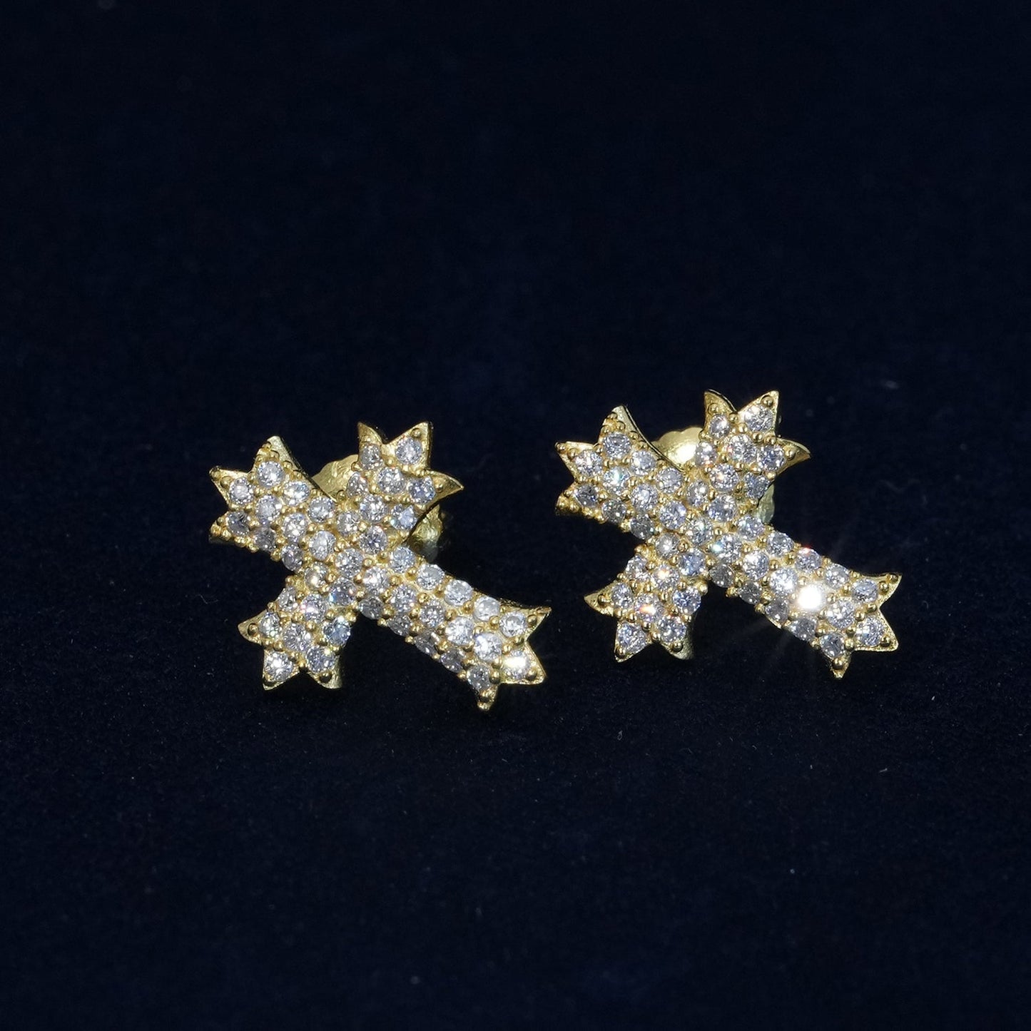 Diamond Cross Stud Earrings