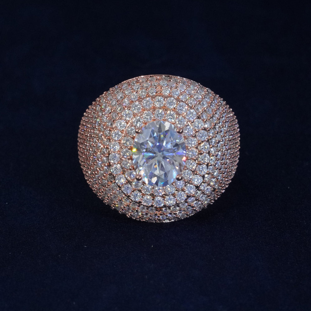 Moissanite Clustered Oval Ring