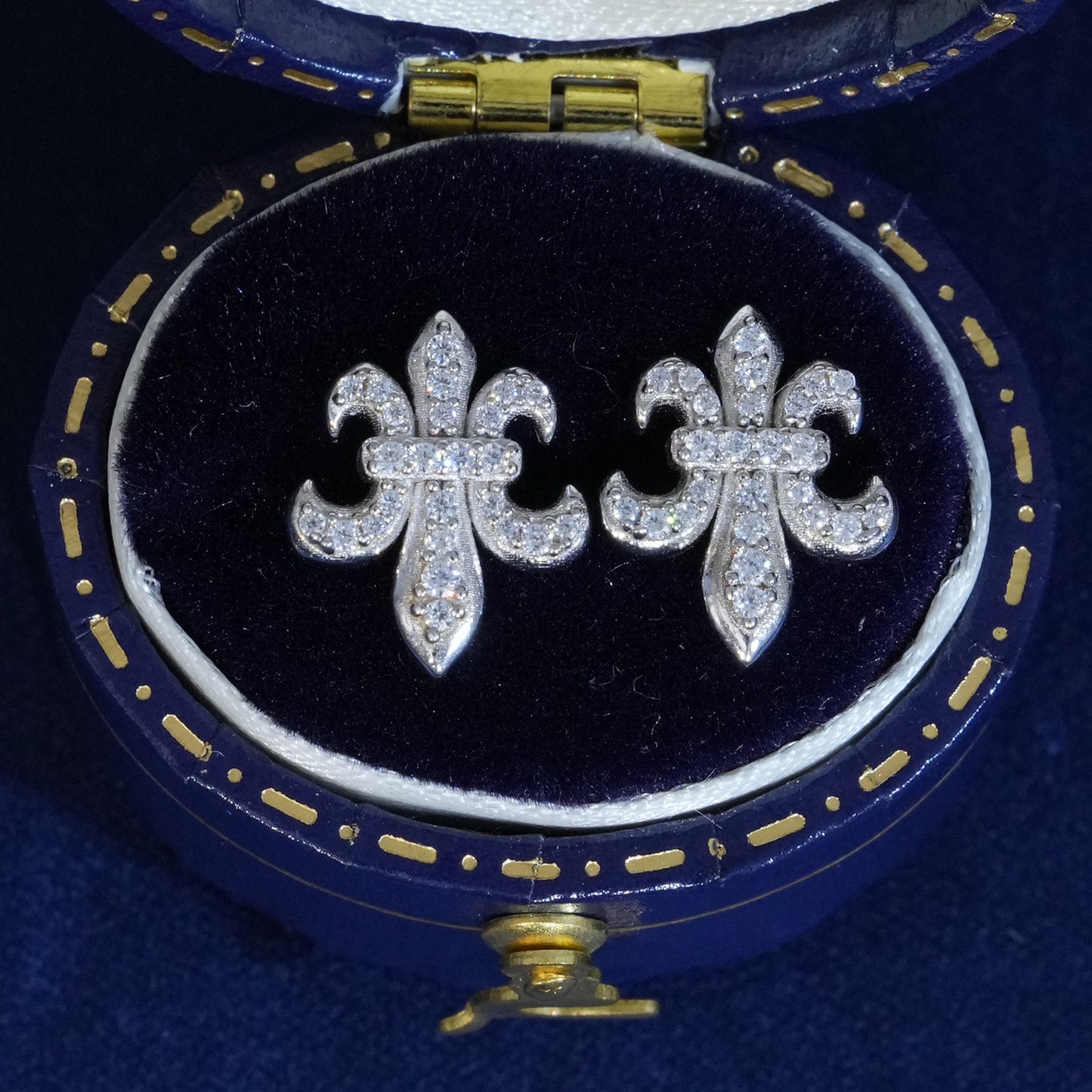 Moissanite Fleur De Lis Earrings