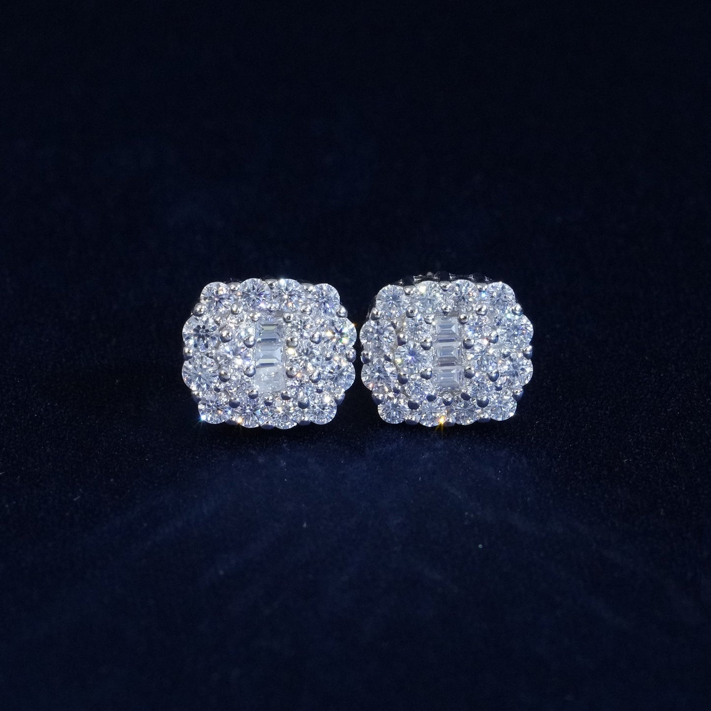 Moissanite Pave Cluster Stud Earrings