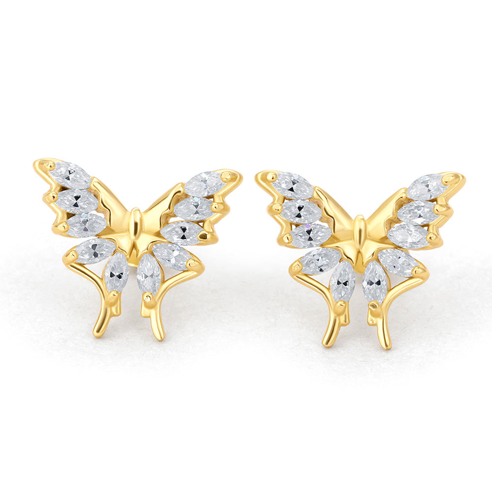 Marquise Cut Butterfly Diamond Stud Earrings
