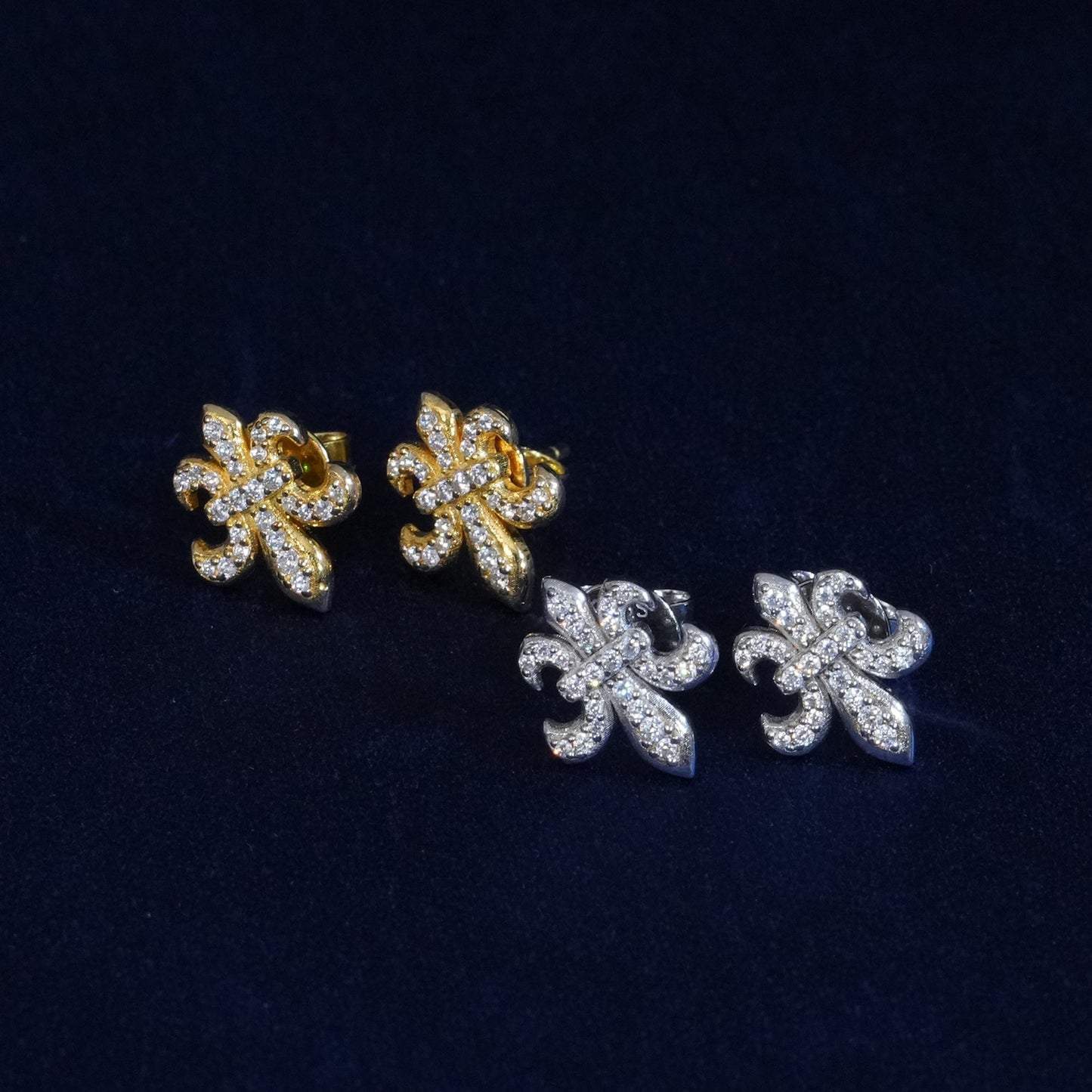 Moissanite Fleur De Lis Earrings