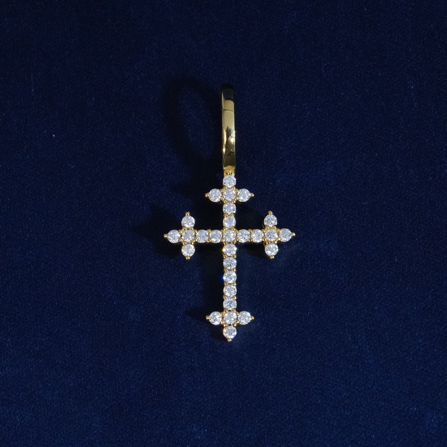 Moissanite Three Point Cross Pendant