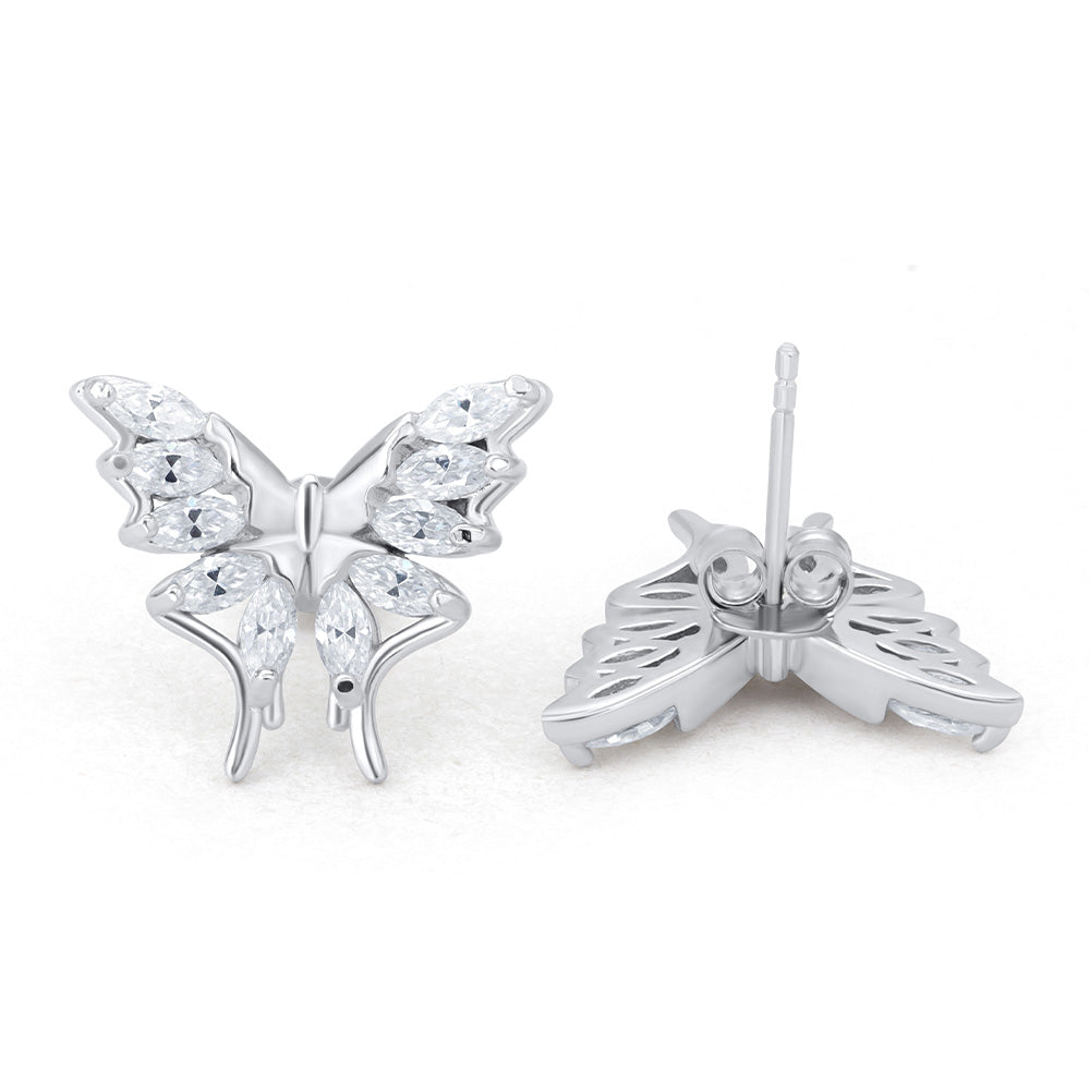 Marquise Cut Butterfly Diamond Stud Earrings