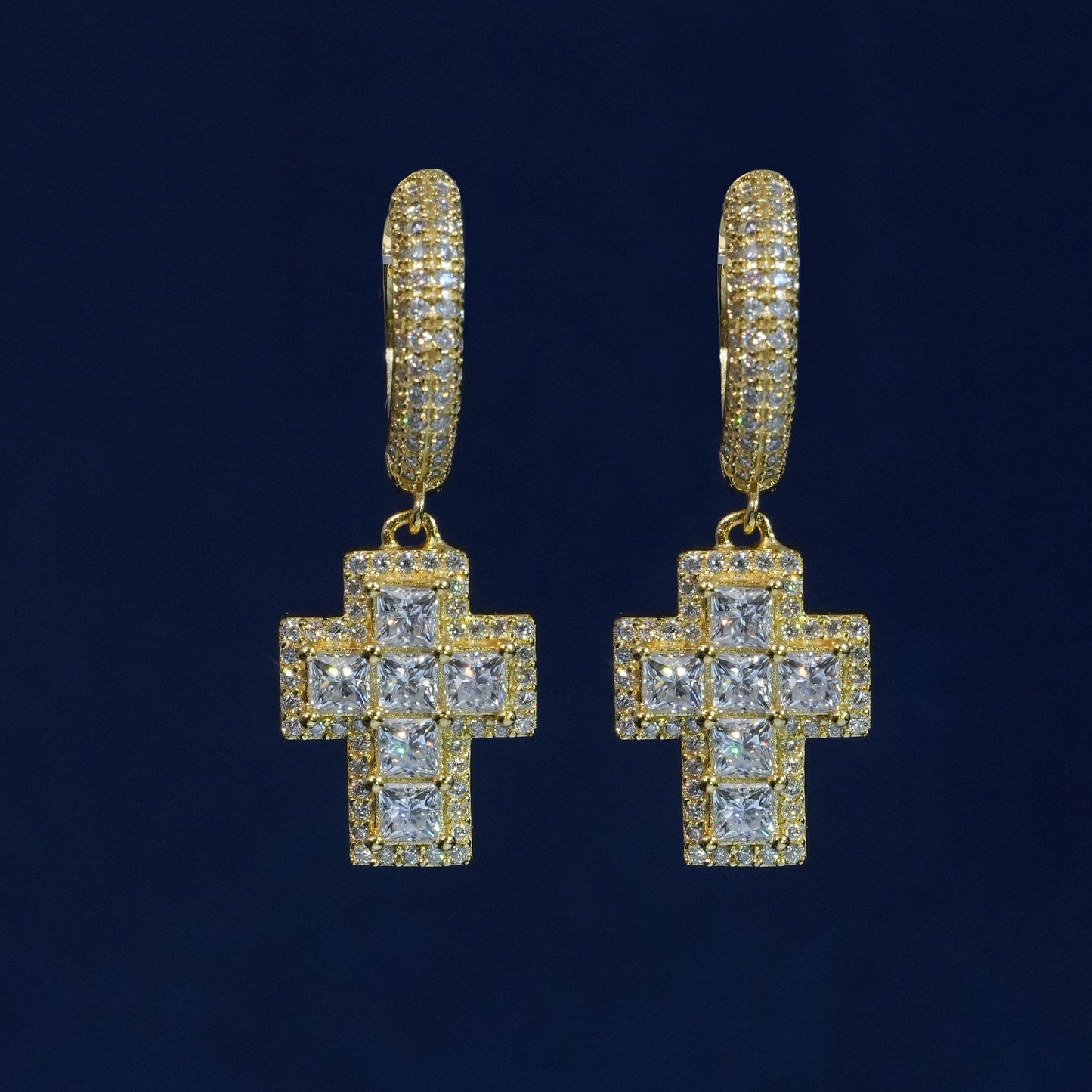 Moissanite Princess Cut Cross Earrings