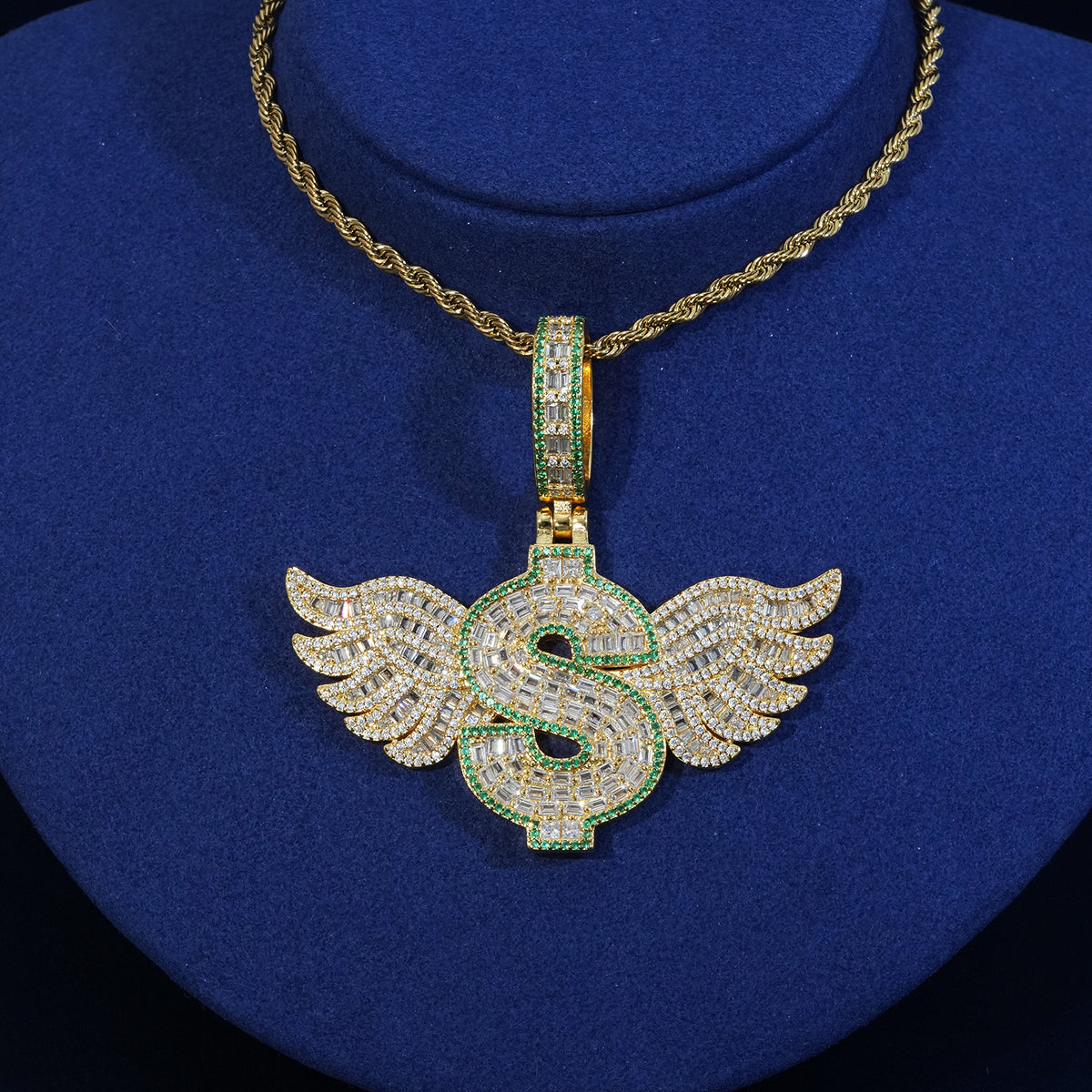 Baguette Diamond Dollar Wings Pendant