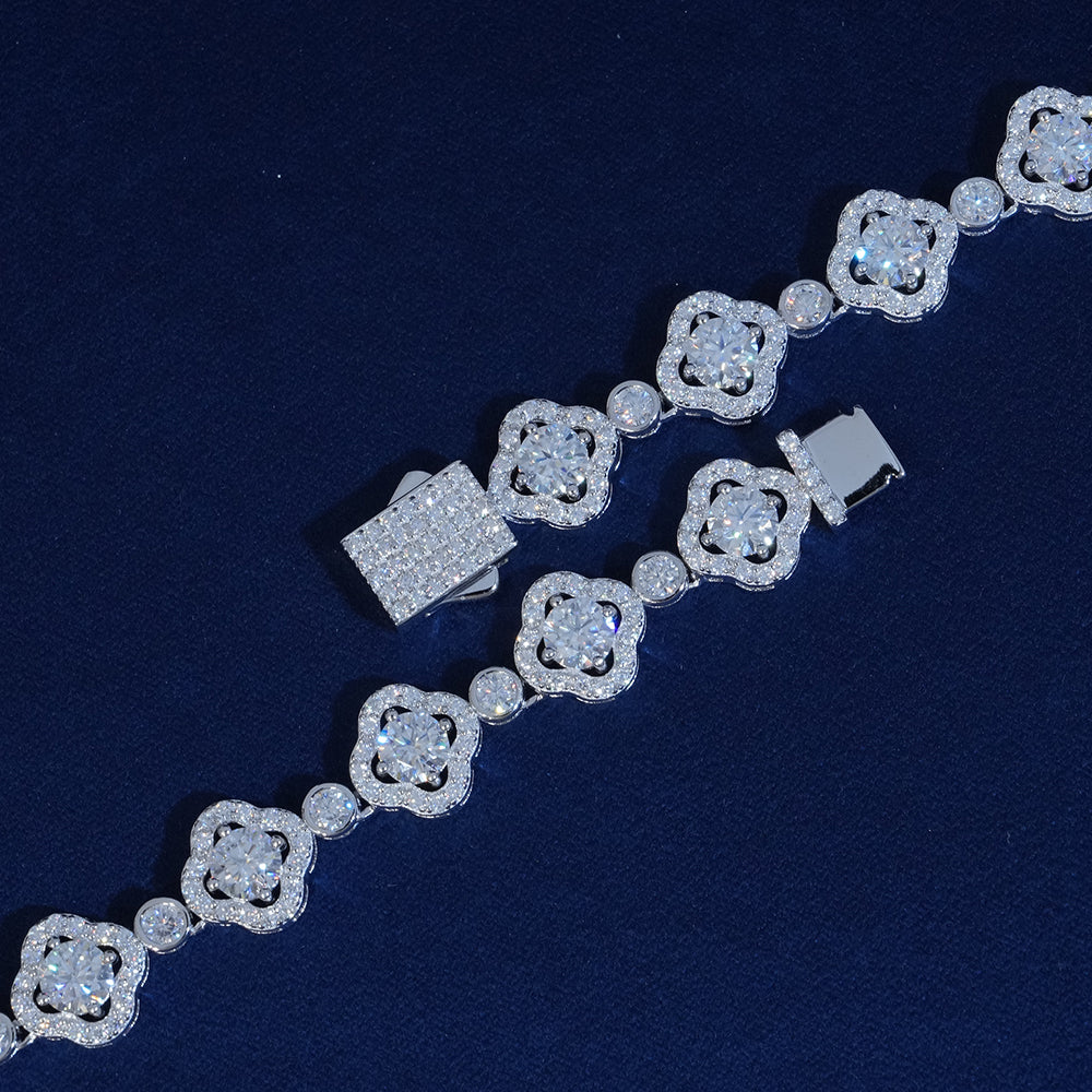 10mm Moissanite Flower Tennis Chain