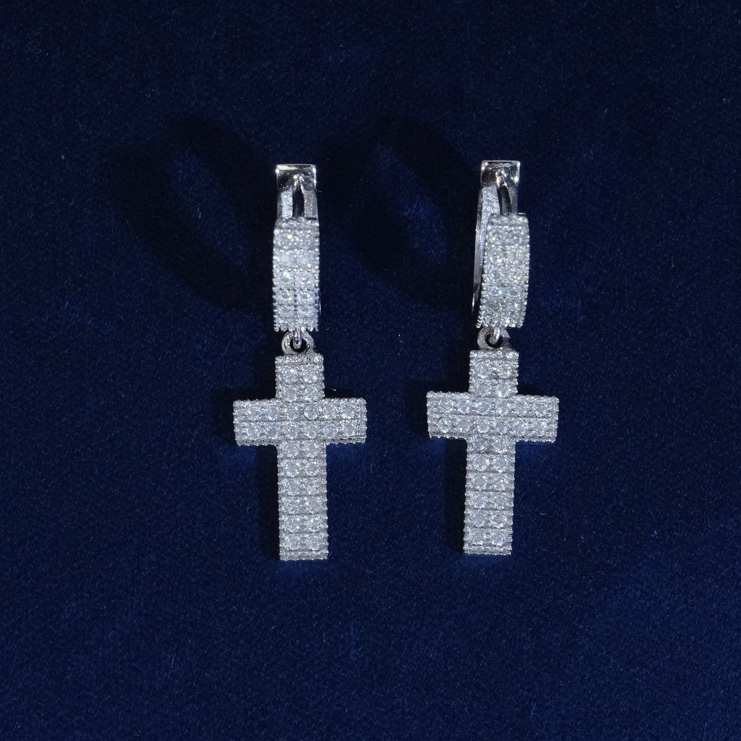 Moissanite Minimal Cross Drop Earrings