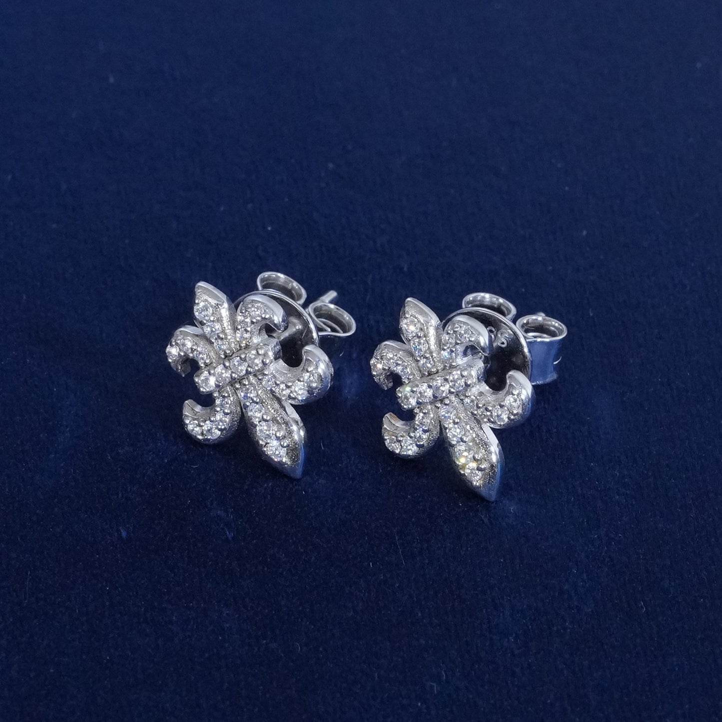 Moissanite Fleur De Lis Earrings
