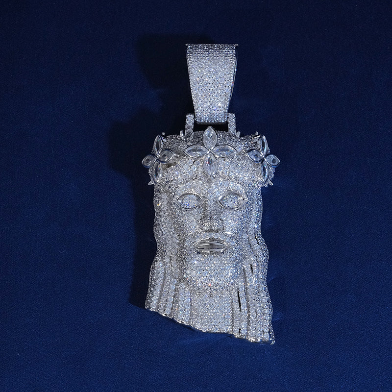 Diamond Clover Jesus Pendant