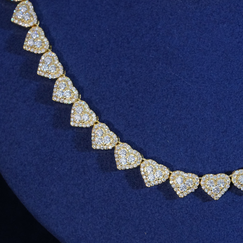 Women's Heart Cluster Tennis Necklace