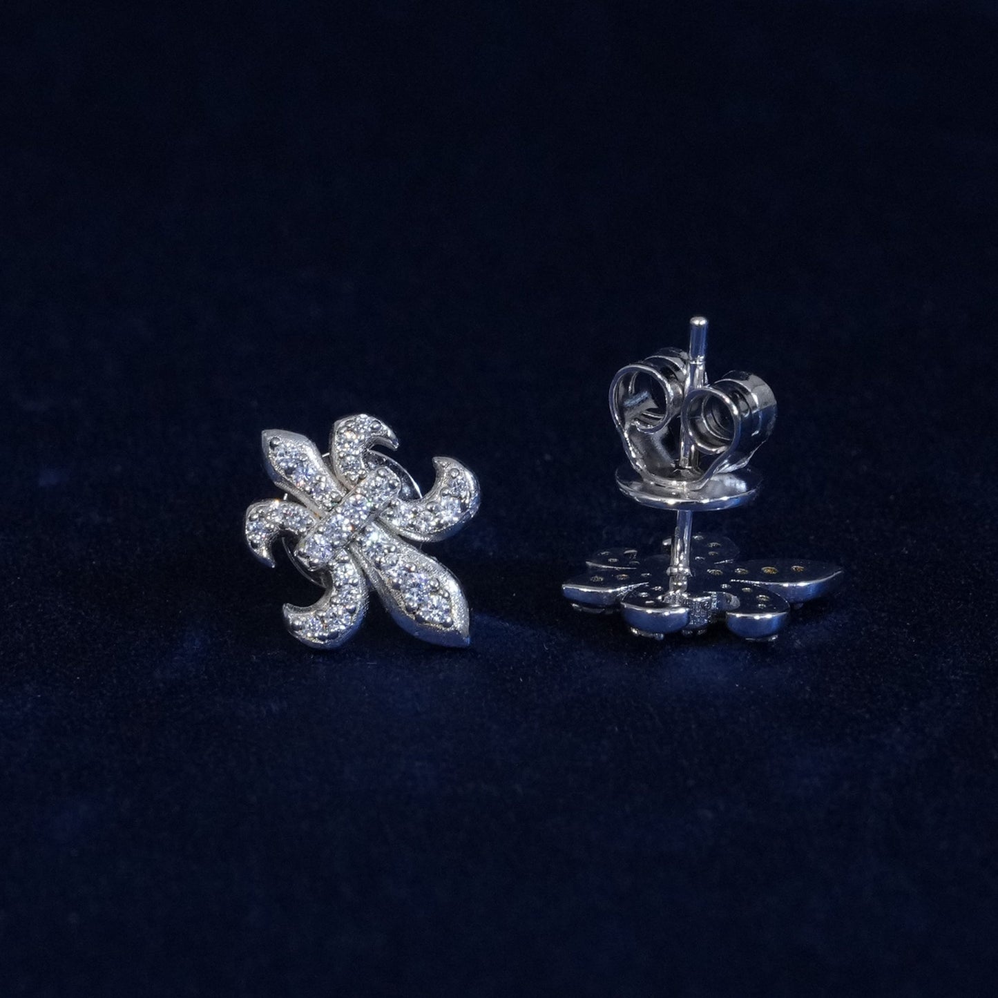Moissanite Fleur De Lis Earrings