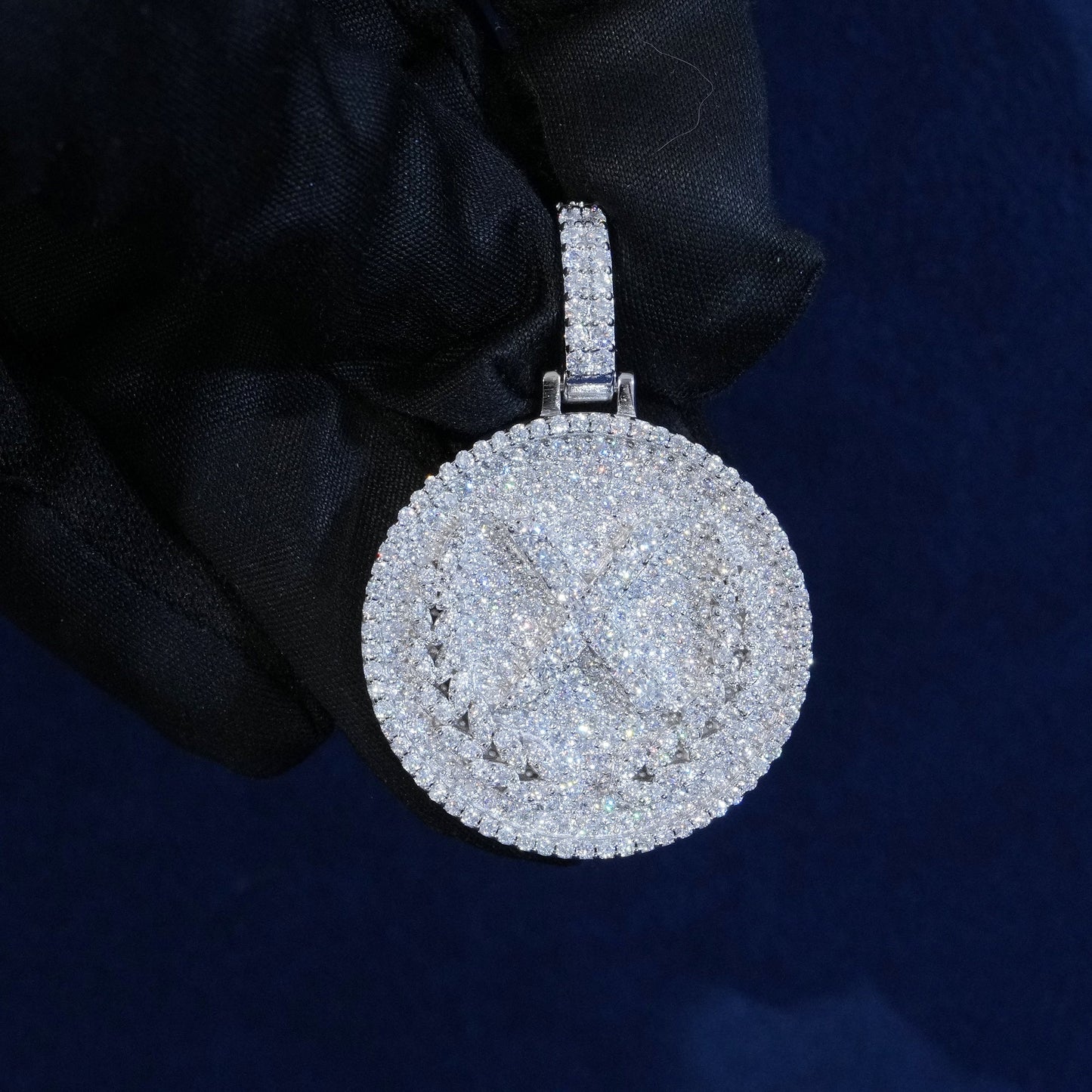 Moissanite X Circle Pendant