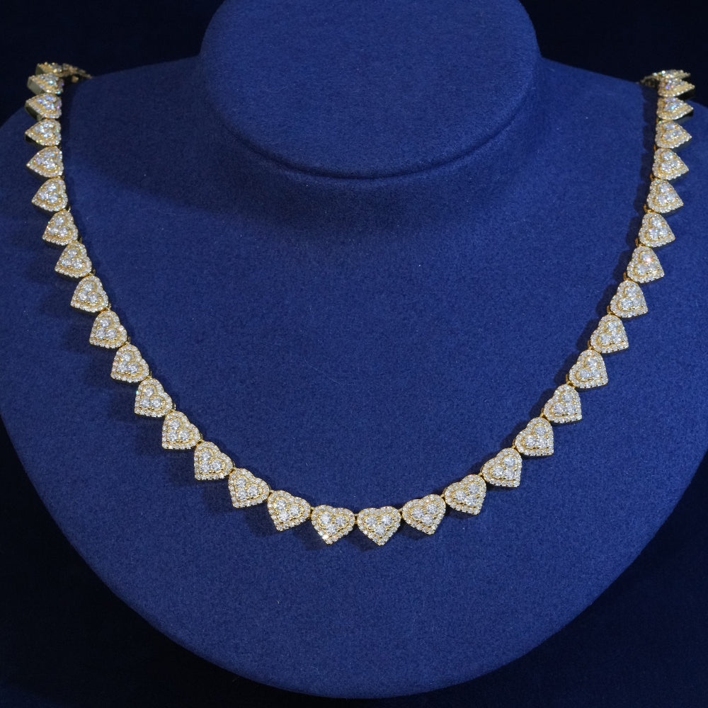 Women's Heart Cluster Tennis Necklace