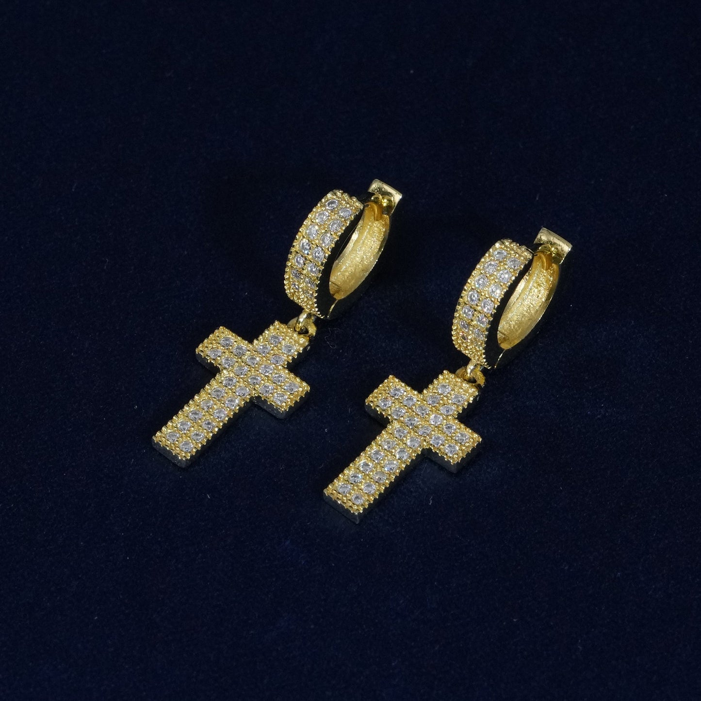 Moissanite Minimal Cross Drop Earrings