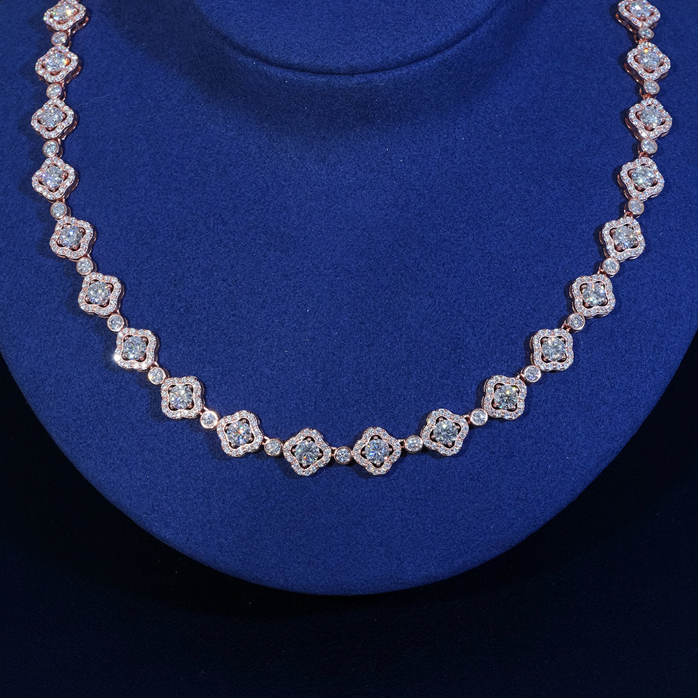 10mm Moissanite Flower Tennis Chain