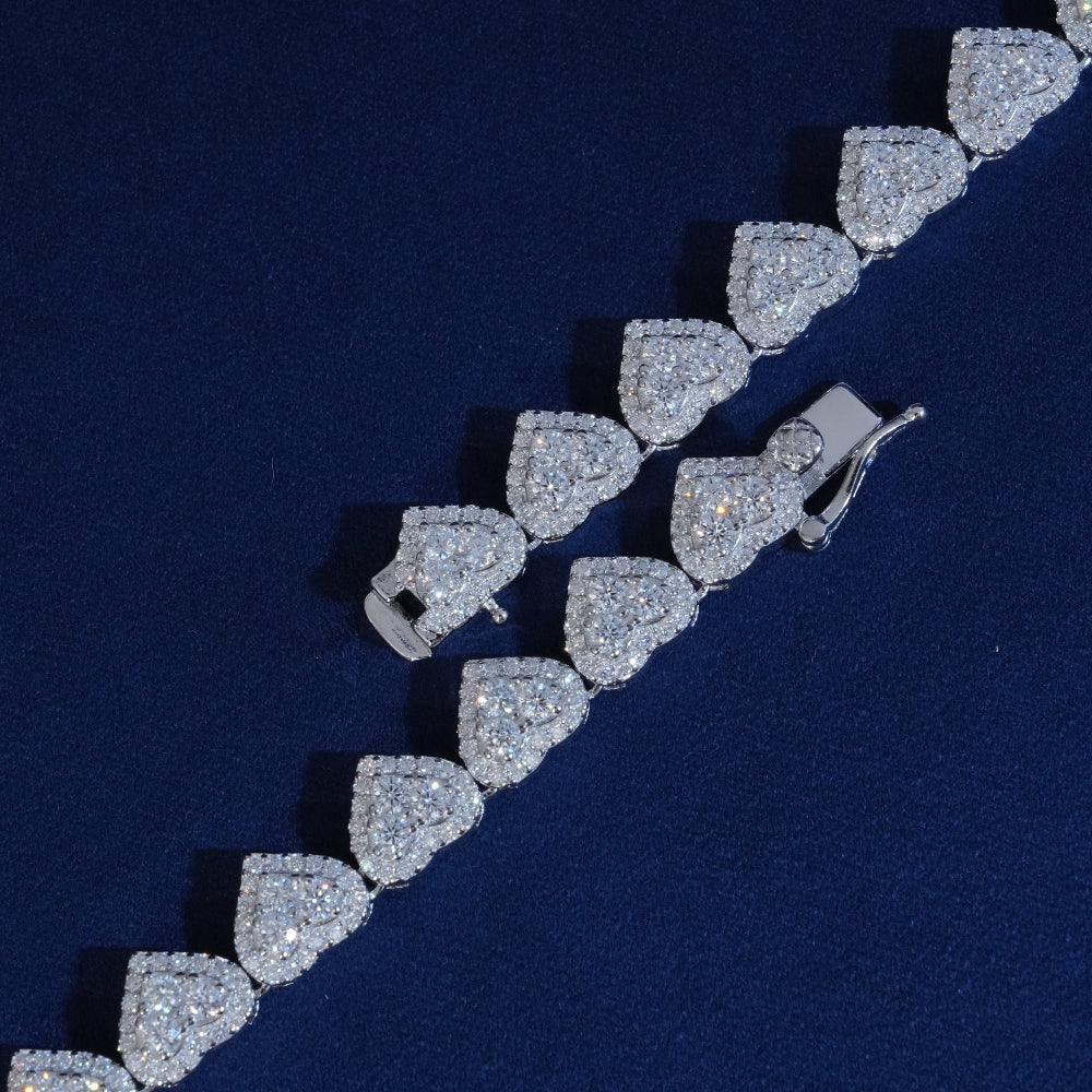 Women's Heart Cluster Tennis Necklace