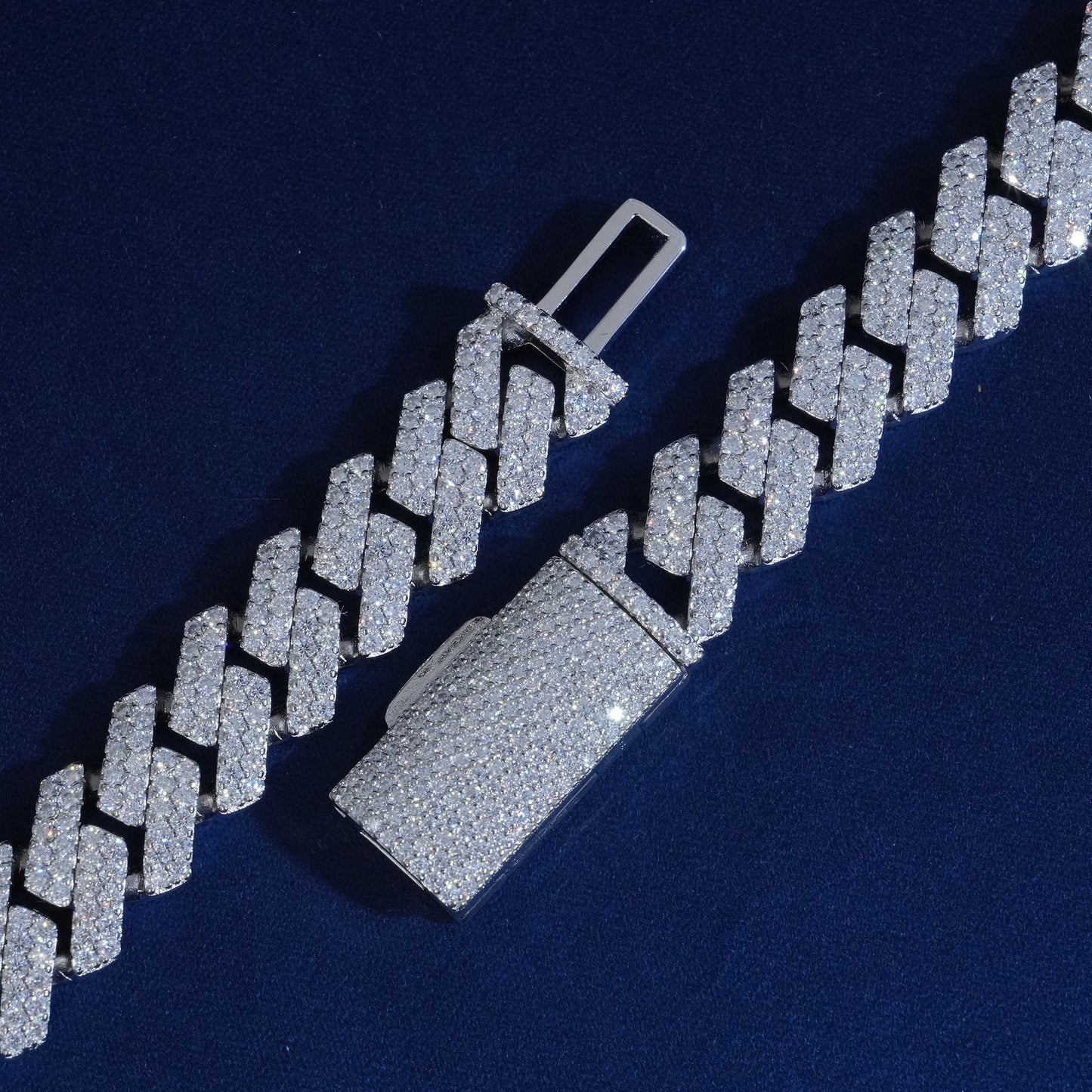 14mm 2-Row Diamond Cuban Link Chain Extended Clasp