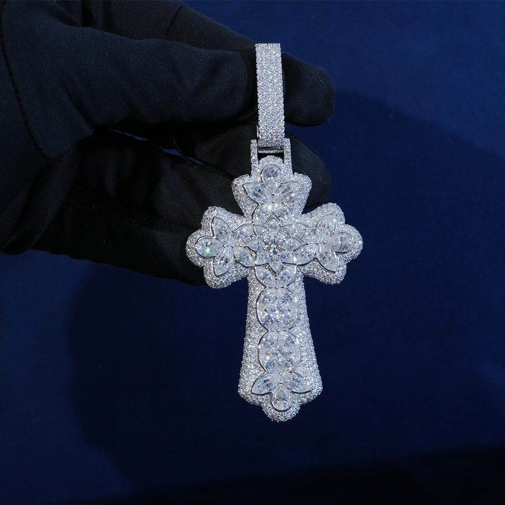 Moissanite Mix Cut Cross Pendant