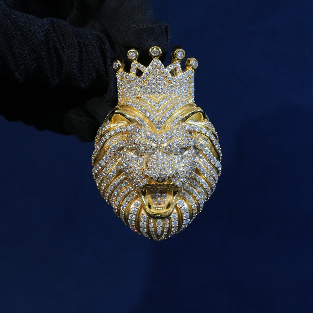 Moissanite Crown Lion Pendant