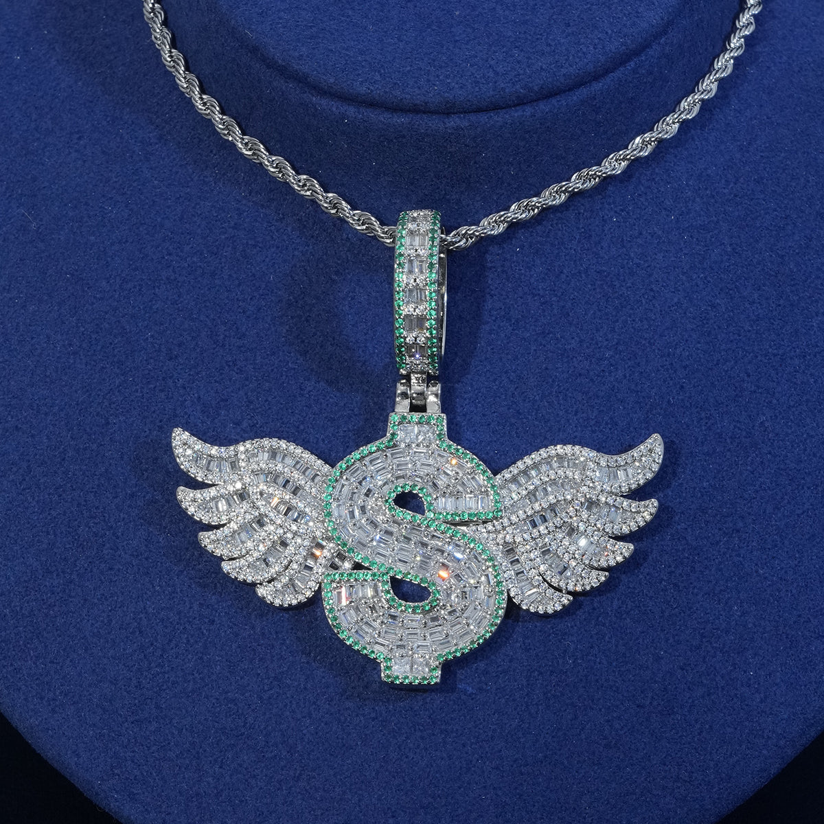 Baguette Diamond Dollar Wings Pendant