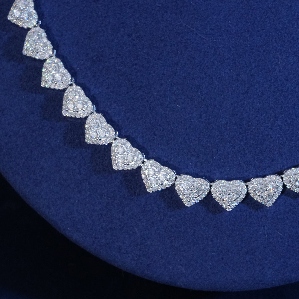 Women's Heart Cluster Tennis Necklace
