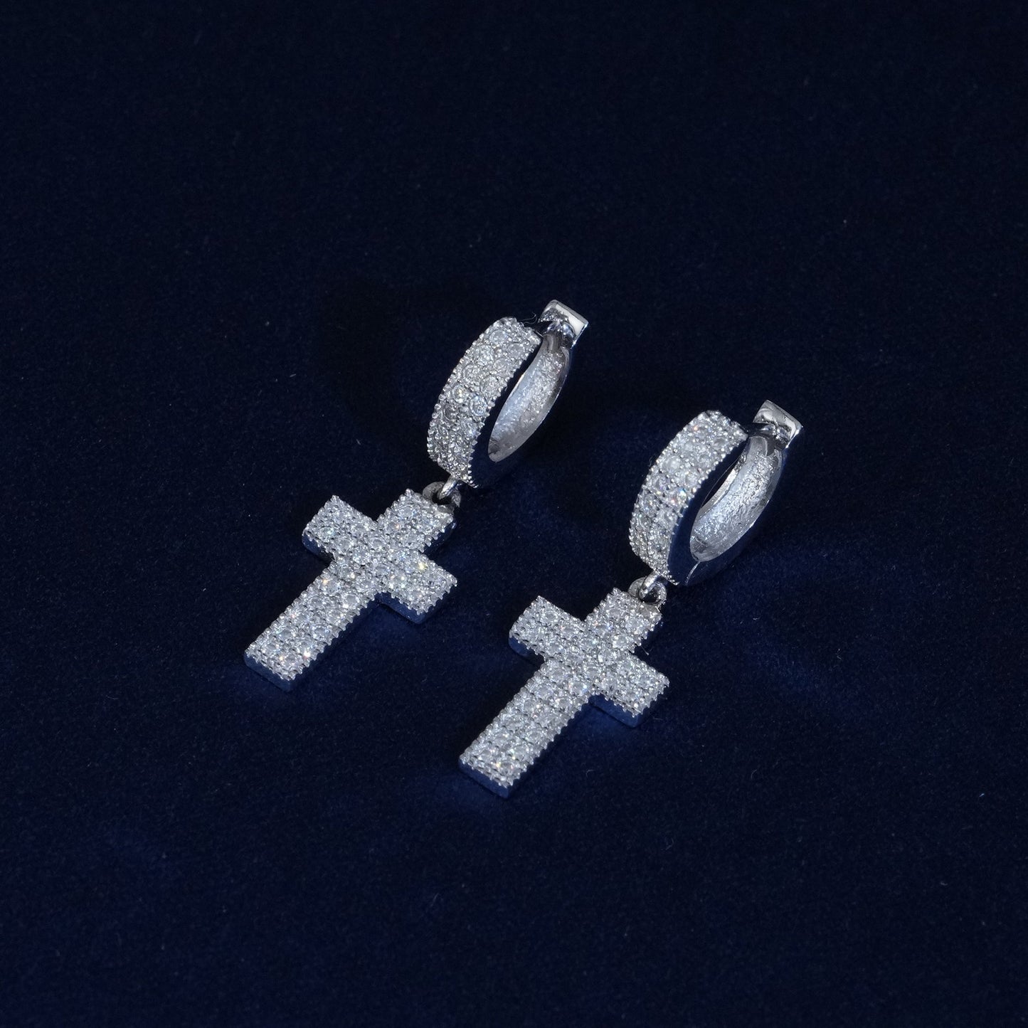 Moissanite Minimal Cross Drop Earrings