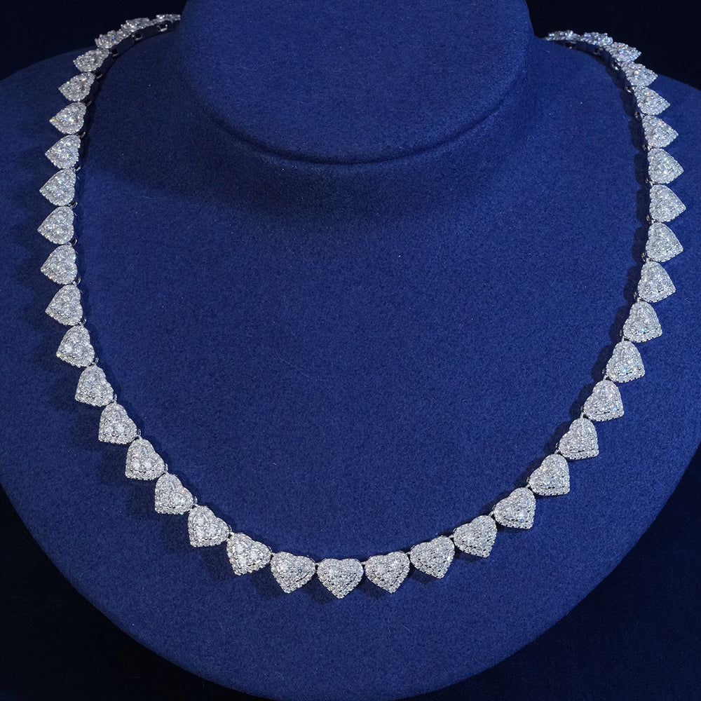 Women's Heart Cluster Tennis Necklace