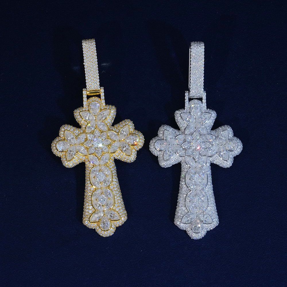 Moissanite Mix Cut Cross Pendant
